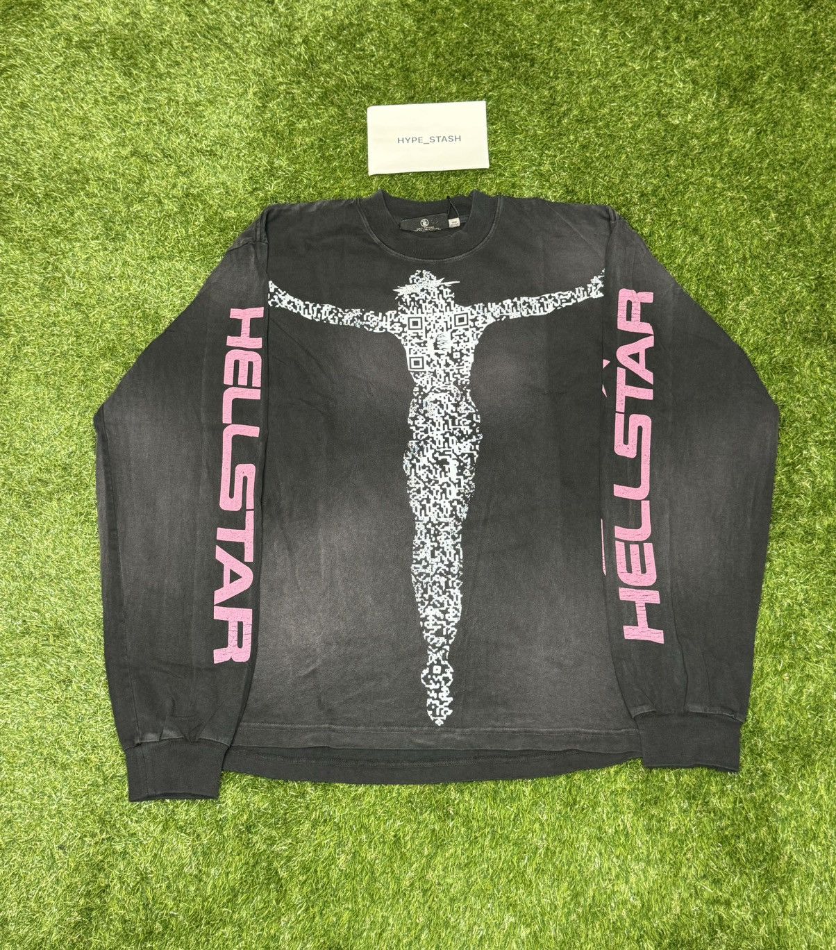 image of Hellstar Qr Code Longsleeve in Black, Men's (Size Large)