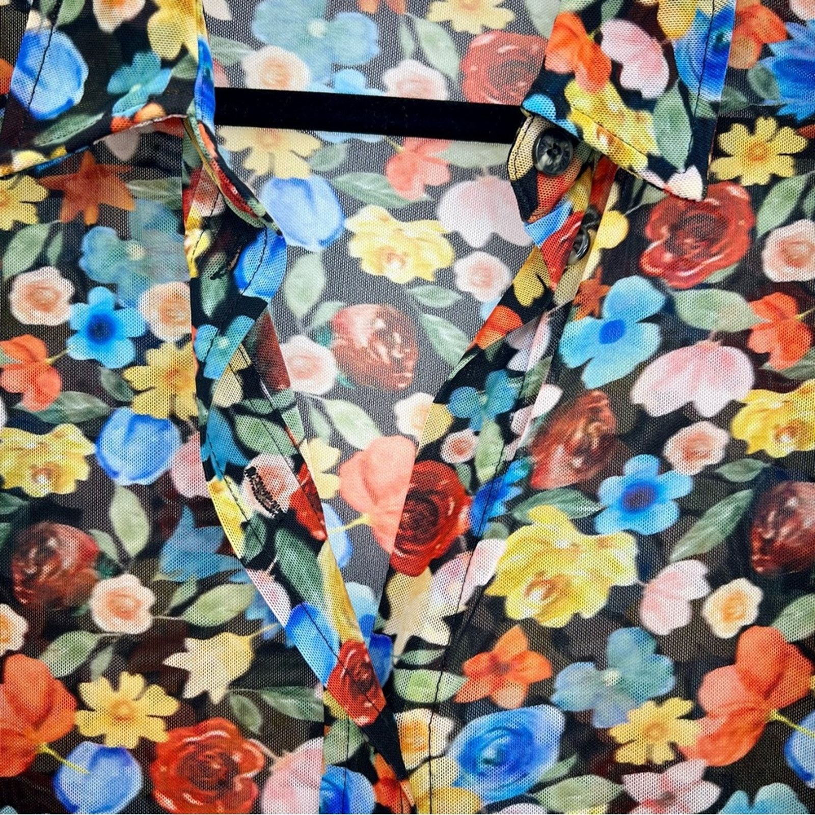 Ganni Ganni Floral Printed Mesh Button Up Long Sleeve Shirt 38 Size M / US 6-8 / IT 42-44 - 3 Thumbnail