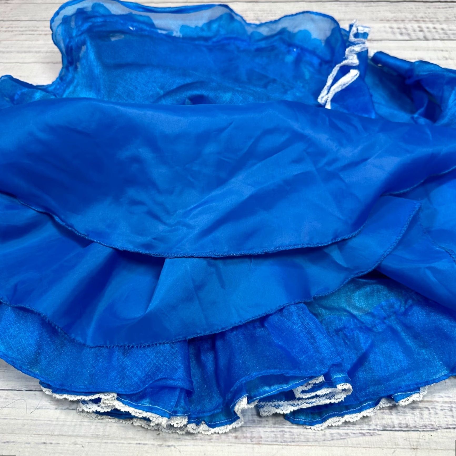 Vintage Vintage Girls Long Sleeve Dress Circle Blue 6 Polyester Lace Trim Size US S / EU 44-46 / 1 - 6 Thumbnail