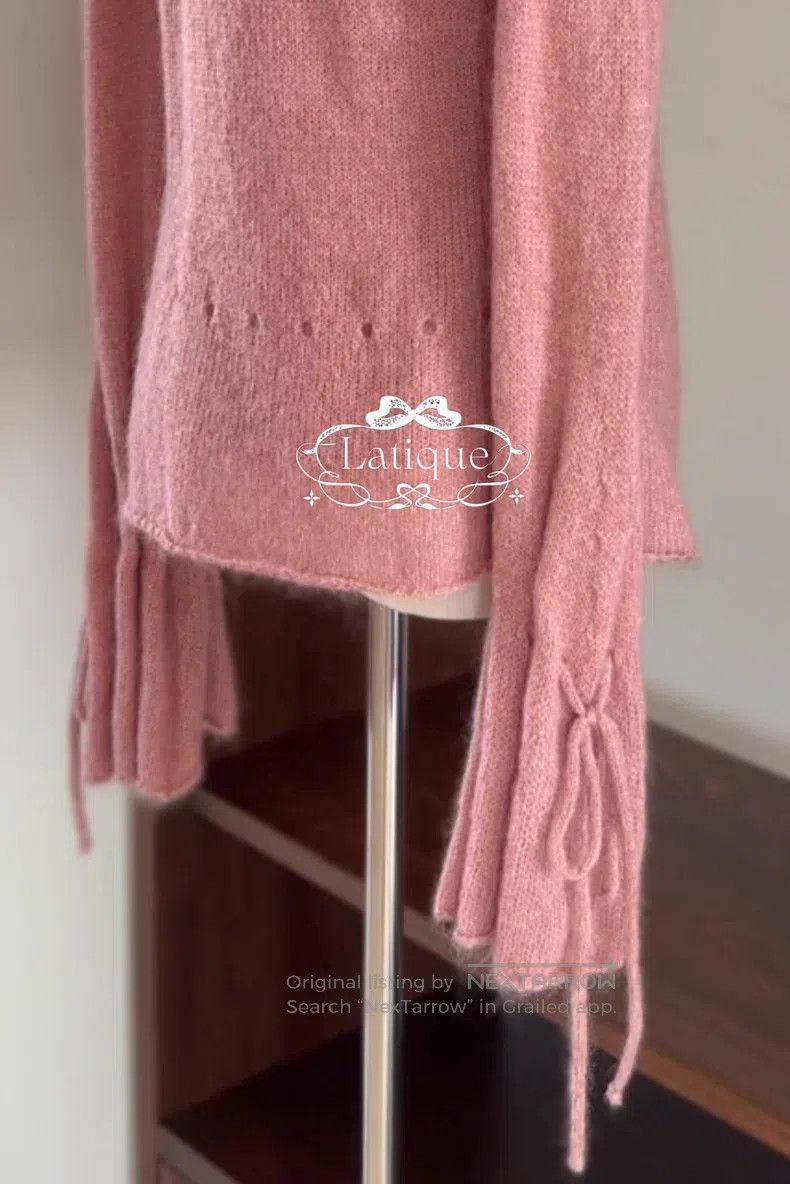 Valentino Valentino Bean paste pink drawstring lace-up knit cardigan Size S / US 4 / IT 40 - 4 Thumbnail