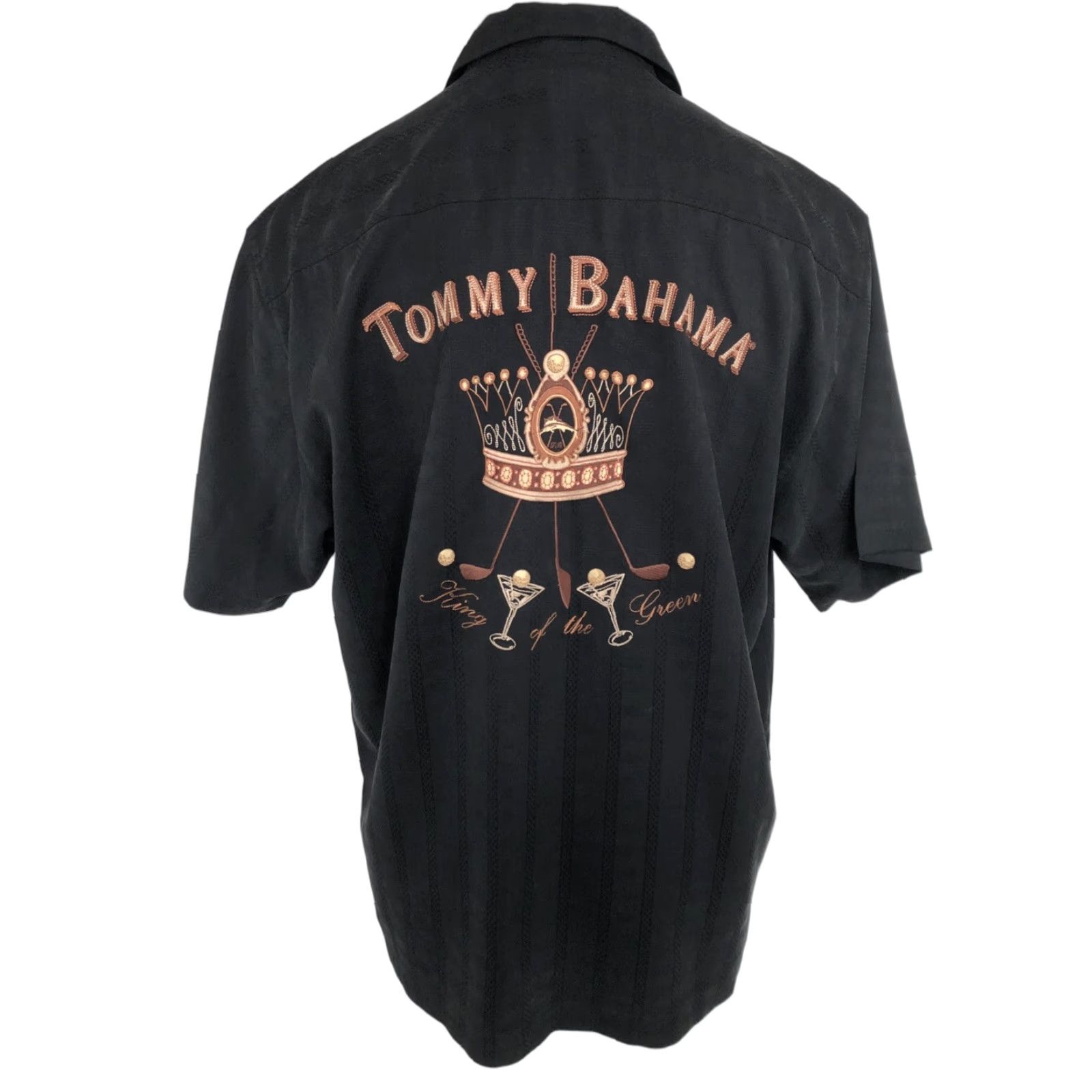 Tommy Bahama TOMMY BAHAMA Embroidered KING OF THE GREEN Golf SILK Mens Shirt M Black Short Sleeve Button-Up Size US M / EU 48-50 / 2 - 1 Thumbnail