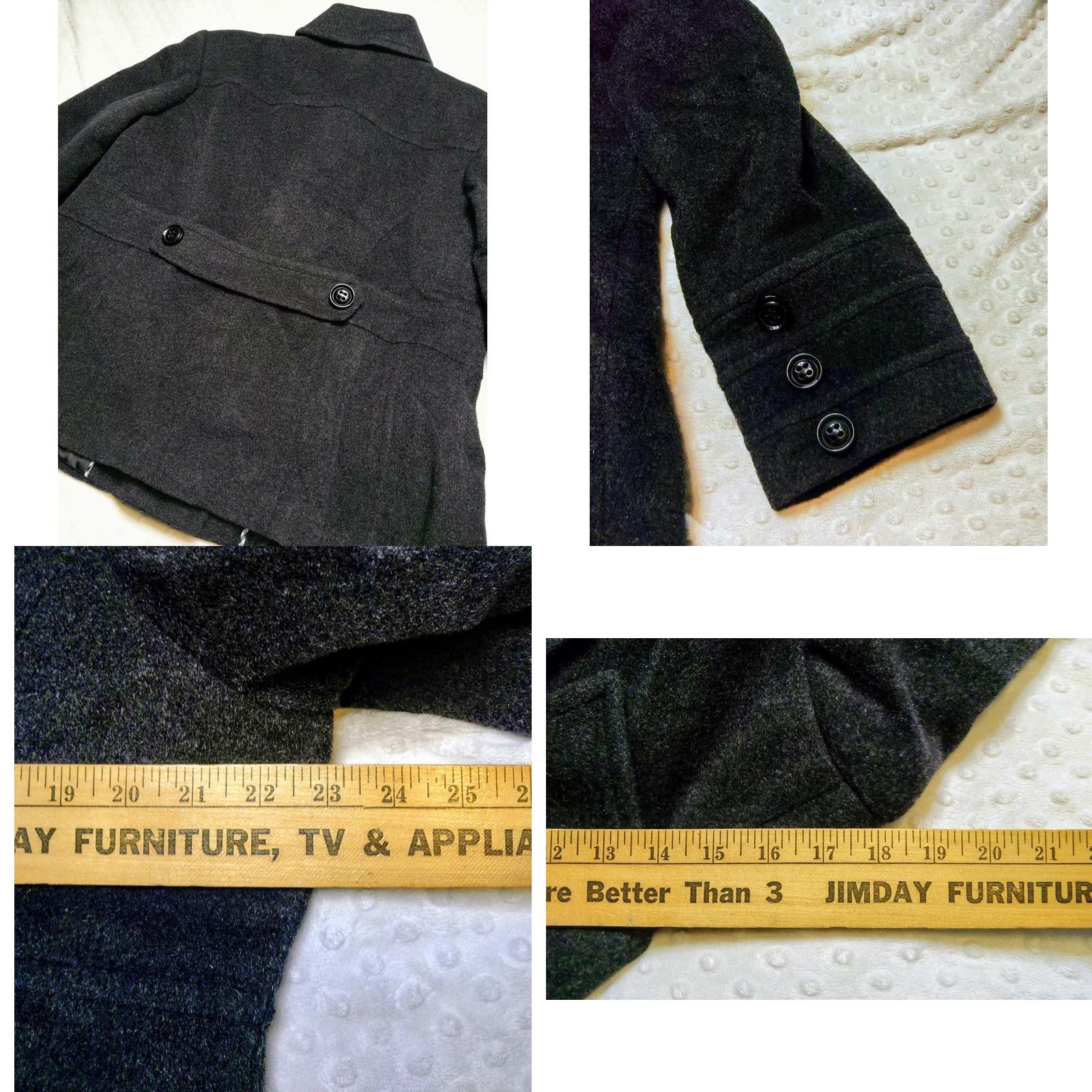 Vintage St. John's Bay Women’s Pea Coat Charcoal Gray Wool Cashmere Petite XL NWT Size XL / US 12-14 / IT 48-50 - 9 Thumbnail