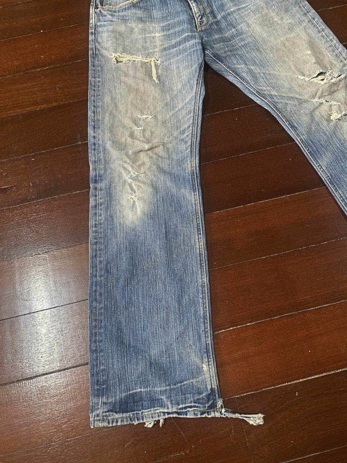 Lee Vintage Lee Distressed Faded ripped Denim Jeans flare Size US 36 / EU 52 - 3 Thumbnail
