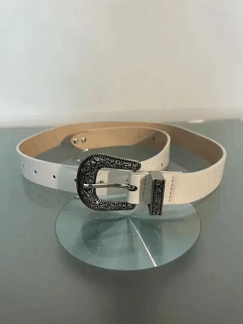 Japanese Brand Y2K Buckle Belt (white) Size 32 - 4 Thumbnail