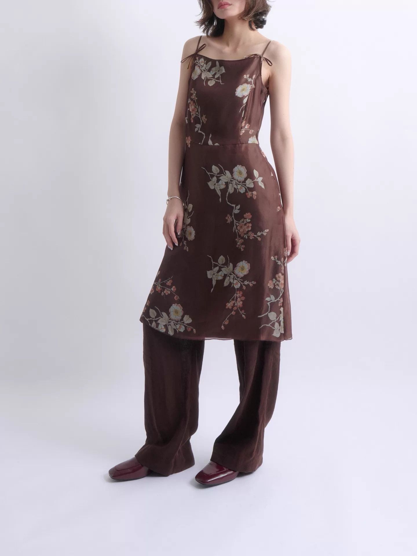 Gianfranco Ferre GIANFRANCO FERRE 90s Studio Silk Floral A-Line Cami Dress Size S / US 4 / IT 40 - 2 Thumbnail