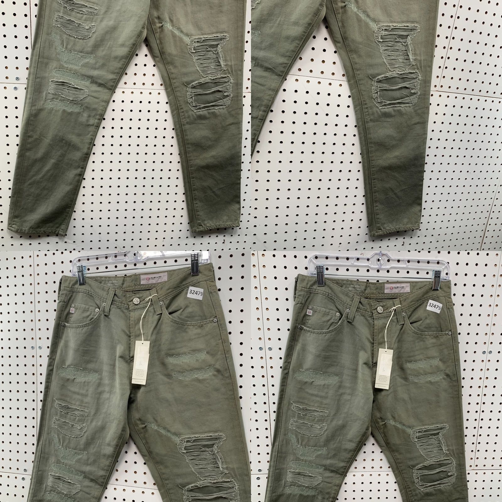 Denime AG Adriano Goldschmied Jeans Green Distressed 30x28.5 Denim Slim Mens Jeans Size US 29 - 8 Thumbnail