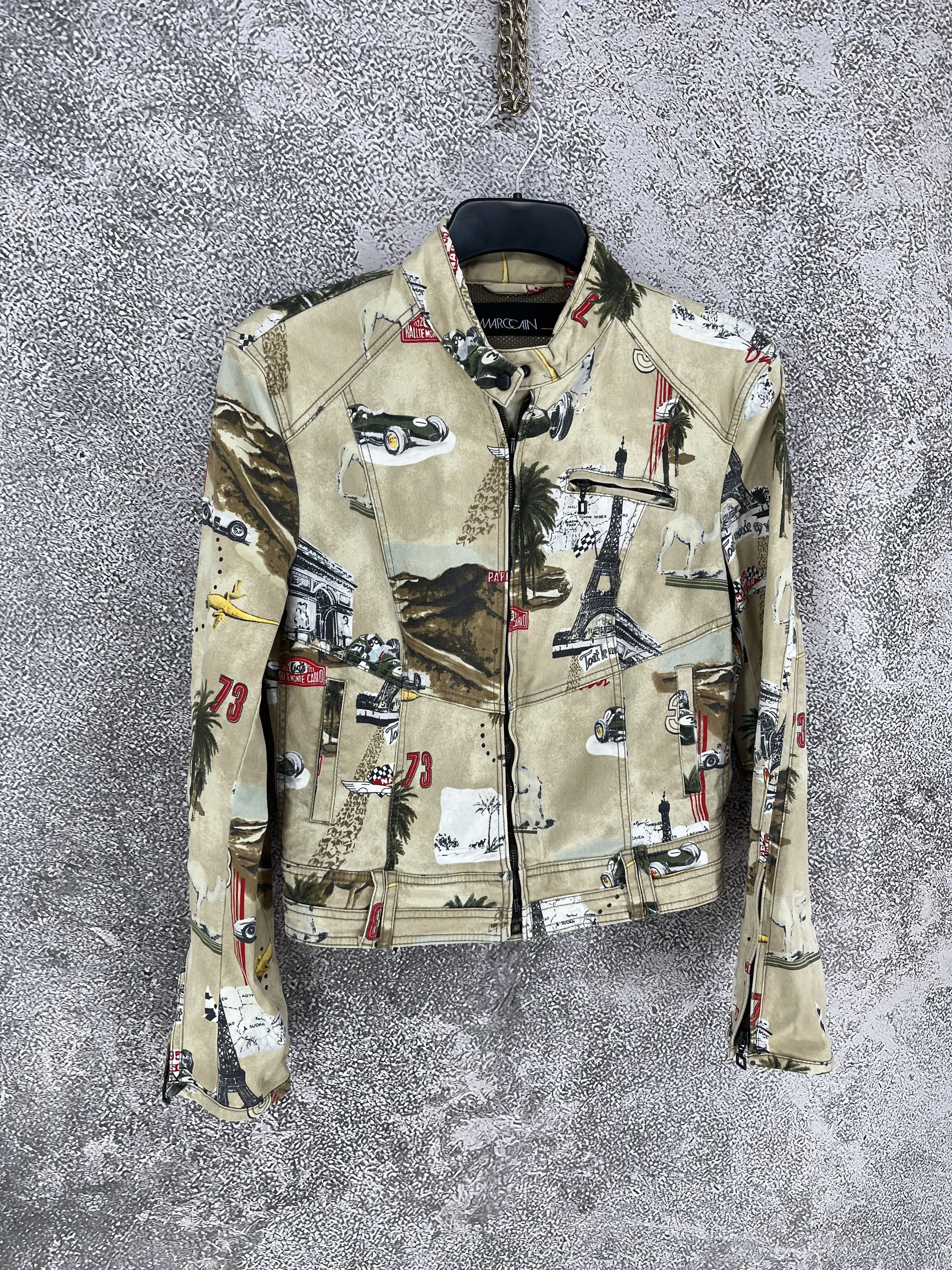 Other MARC CAIN Biker Moto Jacket Racing Print Stretch Cotton Size M / US 6-8 / IT 42-44 - 2 Thumbnail