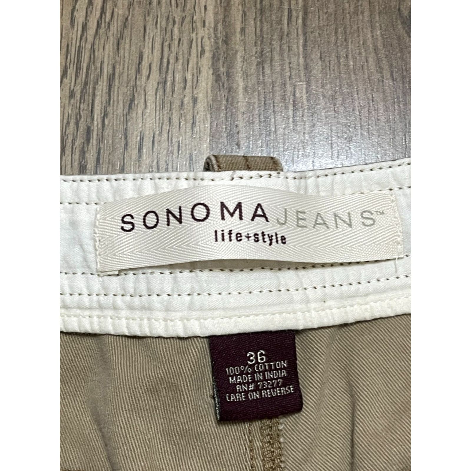 Vintage Sonoma Cargo Shorts Men 36 Beige Brown Pockets Regular Inseam 10 in Vintage No Jeans Shorts Size US 36 / EU 52 - 5 Thumbnail