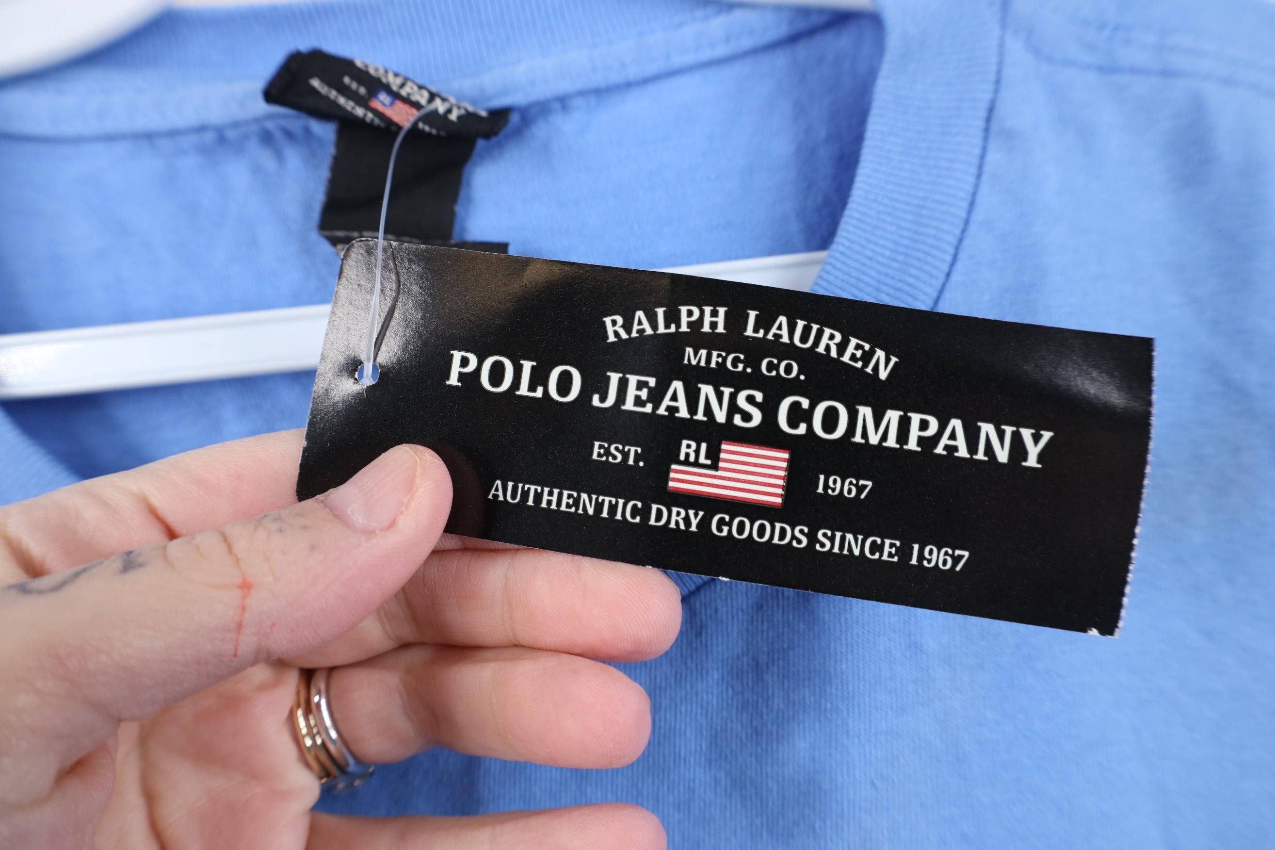 Polo Ralph Lauren Deadstock Vintage 90s Ralph Lauren Monogram T-Shirt Blue Size US L / EU 52-54 / 3 - 7 Thumbnail