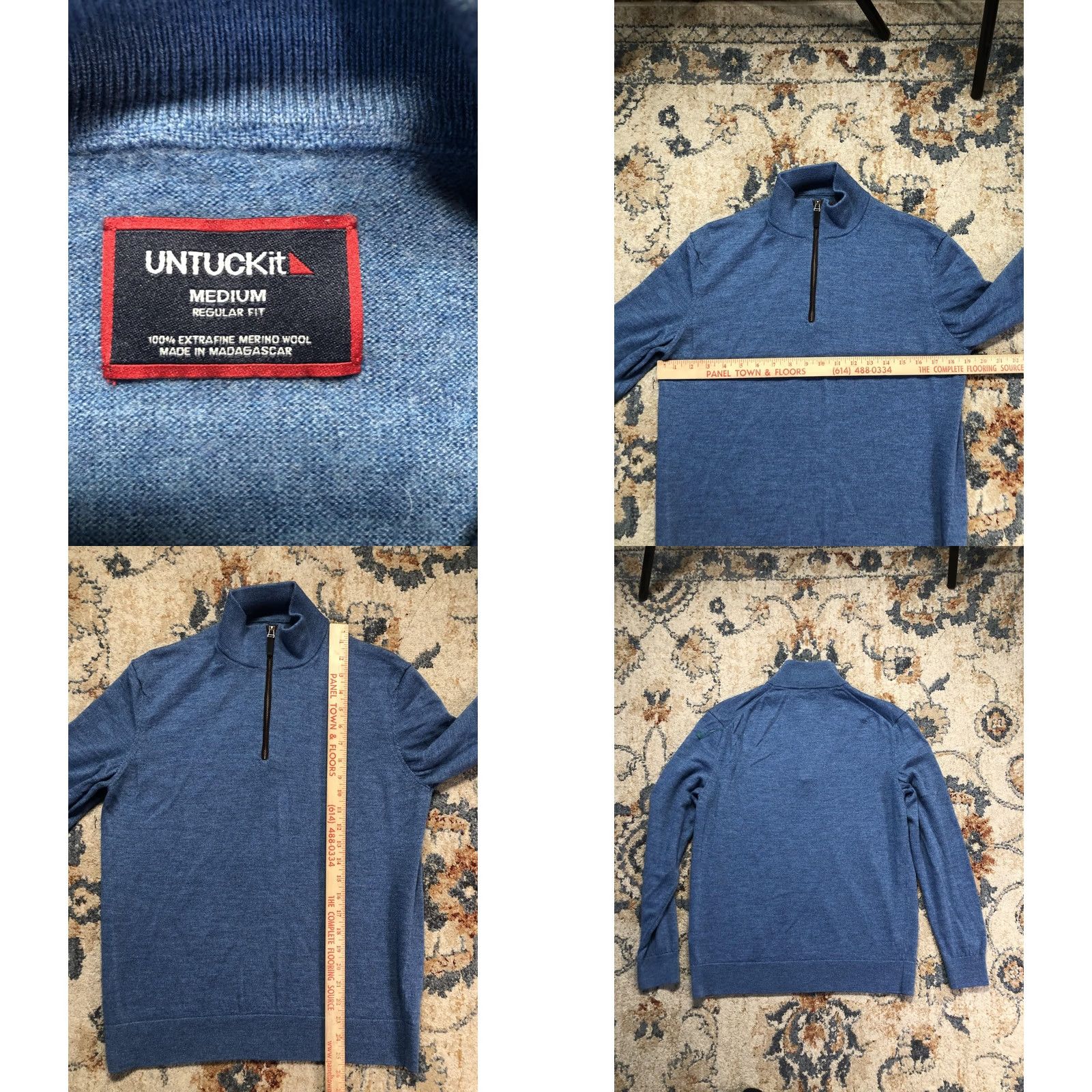UNTUCKit UNTUCKit Mens Sweater Blue Merino Wool 1/4 Zip Mock Neck Knit Pullover Medium Size US M / EU 48-50 / 2 - 8 Thumbnail