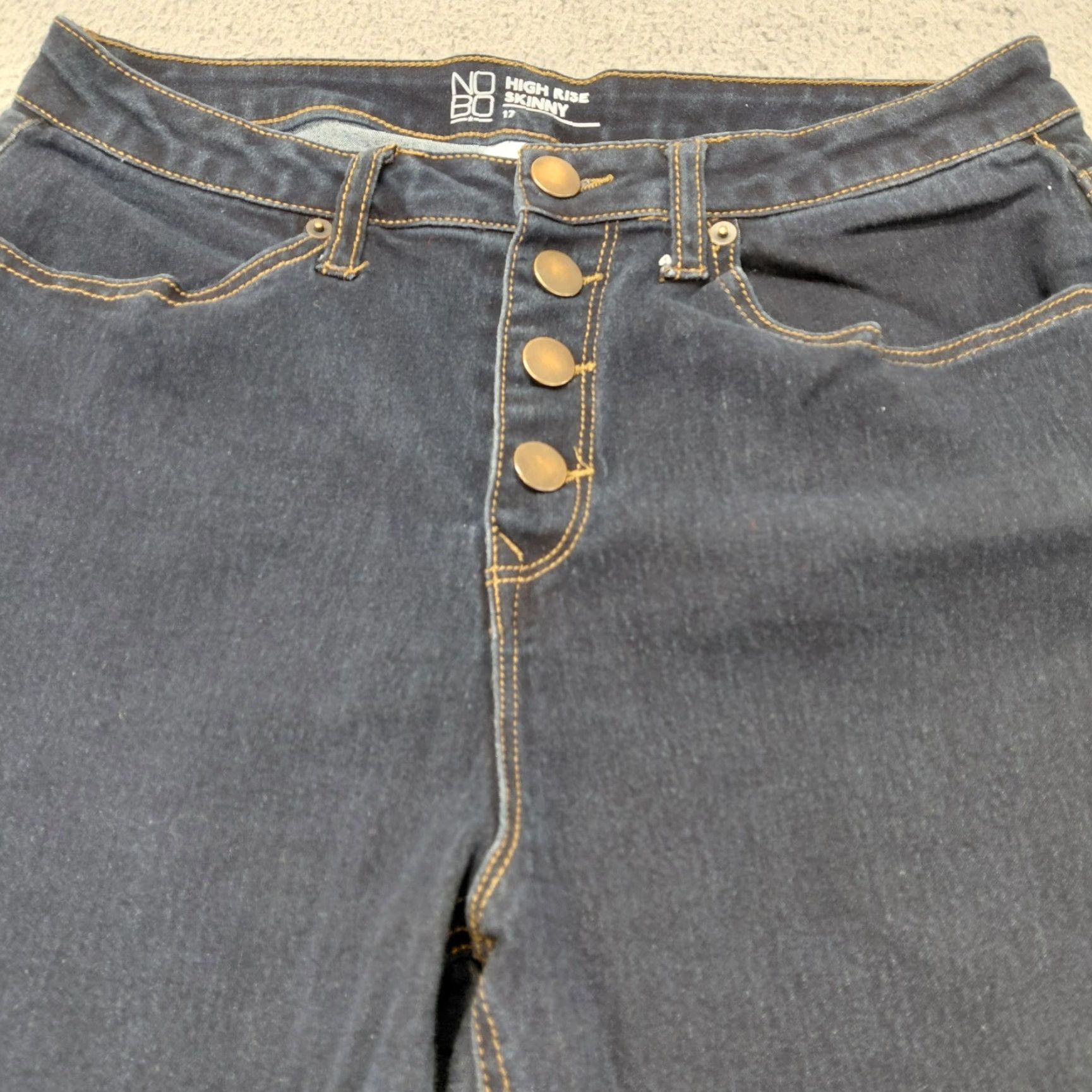 Vintage NOBO No Boundaries Jeans Women’s 17 Blue Denim Pockets Button Fly Skinny Jeans (Regular) Womens Size 38" / US 16 / IT 52 - 3 Thumbnail