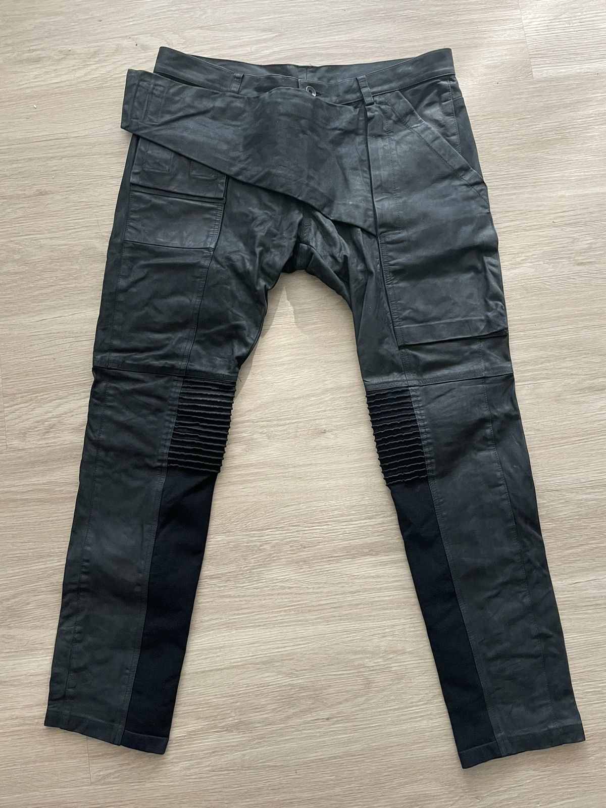 Rick Owens RARE Runway Washed Leather Memphis Pants size 52 FW13 