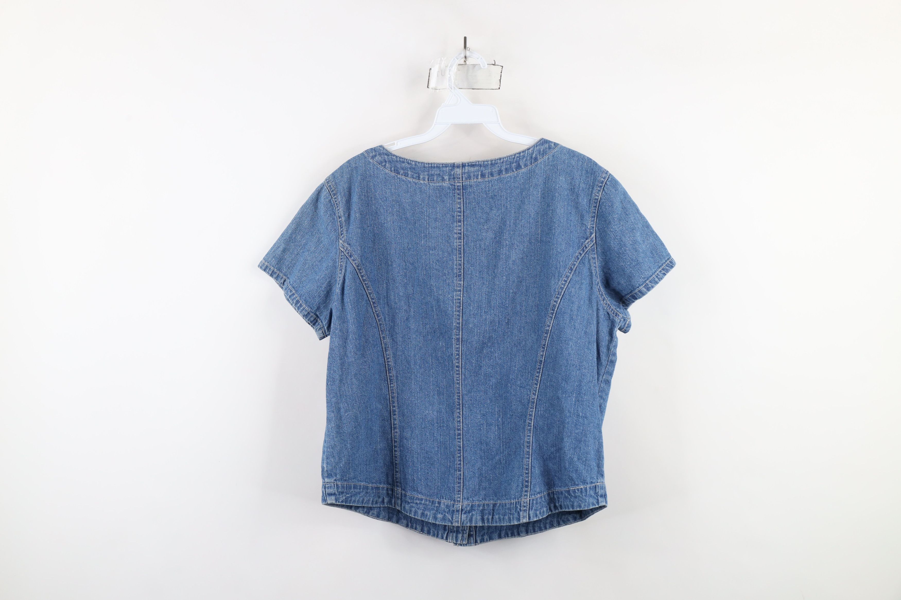 Gap × Vintage Vintage Y2K 90s Gap Cropped Denim Jean Button Shirt Blue Size L / US 10 / IT 46 - 9 Thumbnail