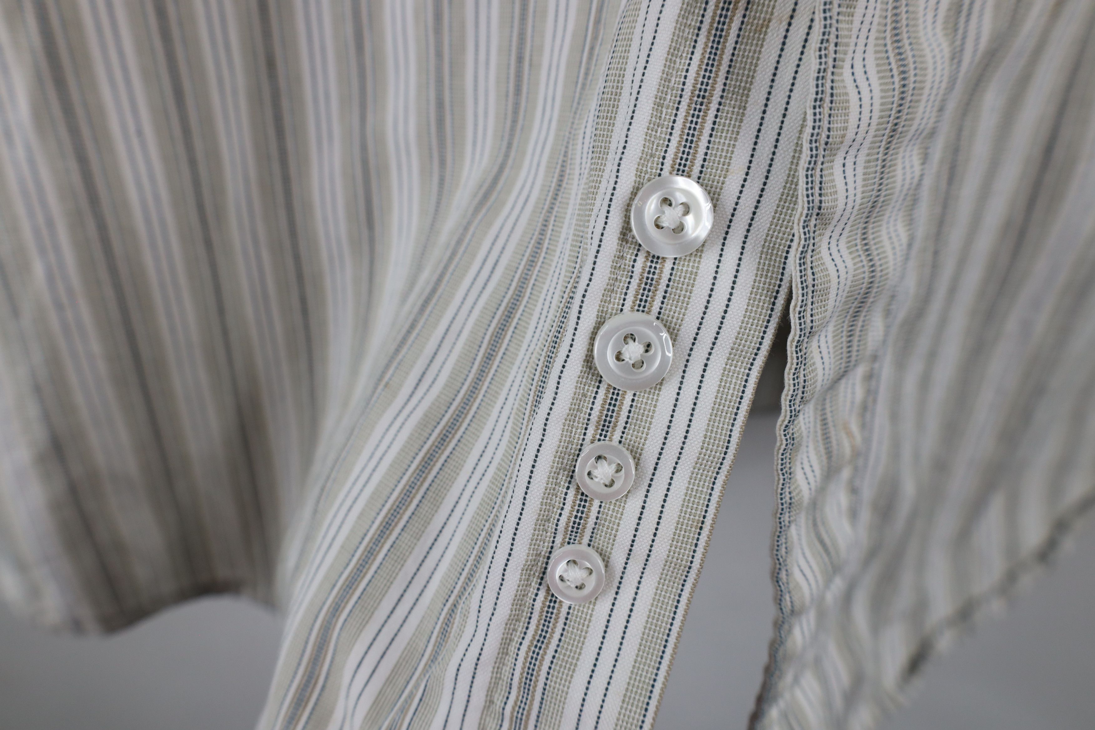 Lands' End × Vintage Vintage 90s Lands End Band Collar Button Shirt Cotton Size US L / EU 52-54 / 3 - 11 Thumbnail