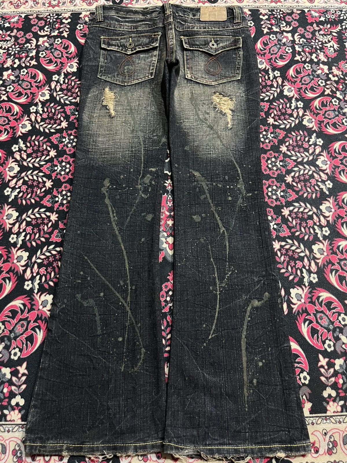 Undercover Japanese Brand Beast Dark Paint Splatter Distress Flare Jean Size 32" / US 10 / IT 46 - 2 Thumbnail