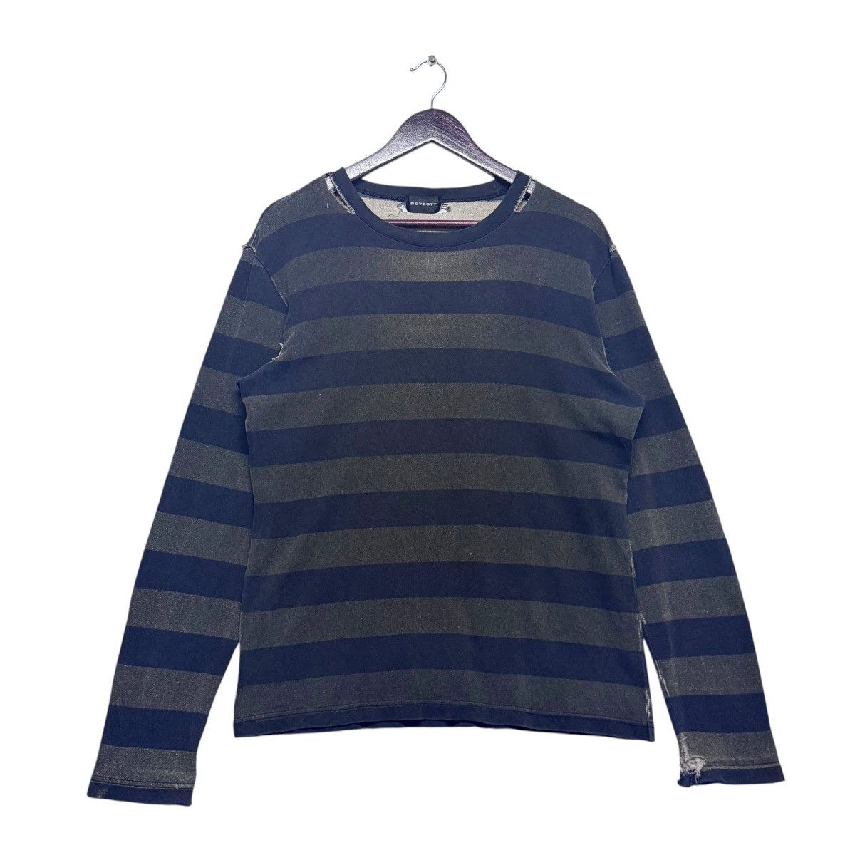 Distressed Thrashed Stripes Tee Shirt