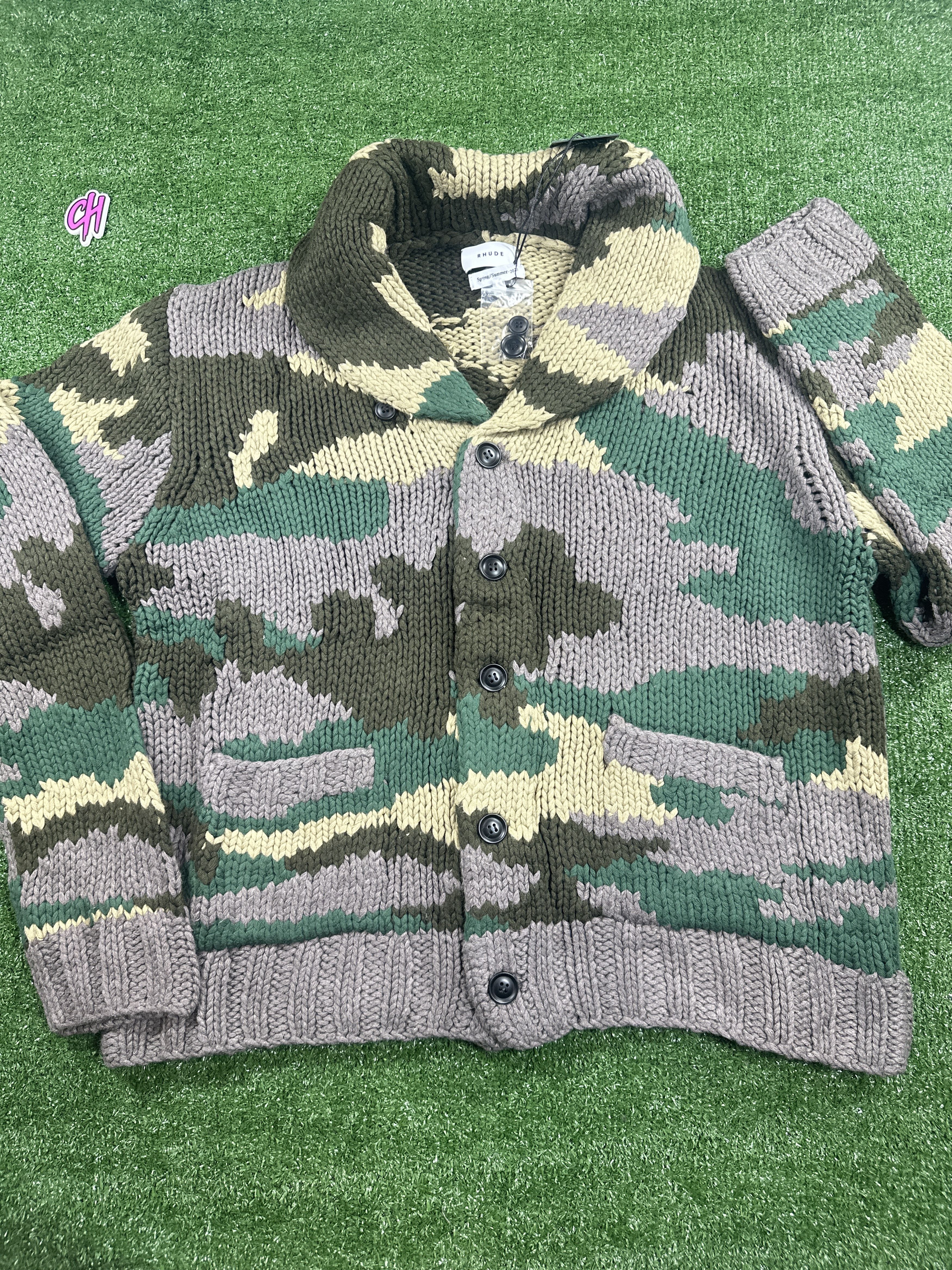 Rhude Rhude Heavyweight Knit Men's Camo Cardigan - Size Large Size US L / EU 52-54 / 3 - 1 Thumbnail