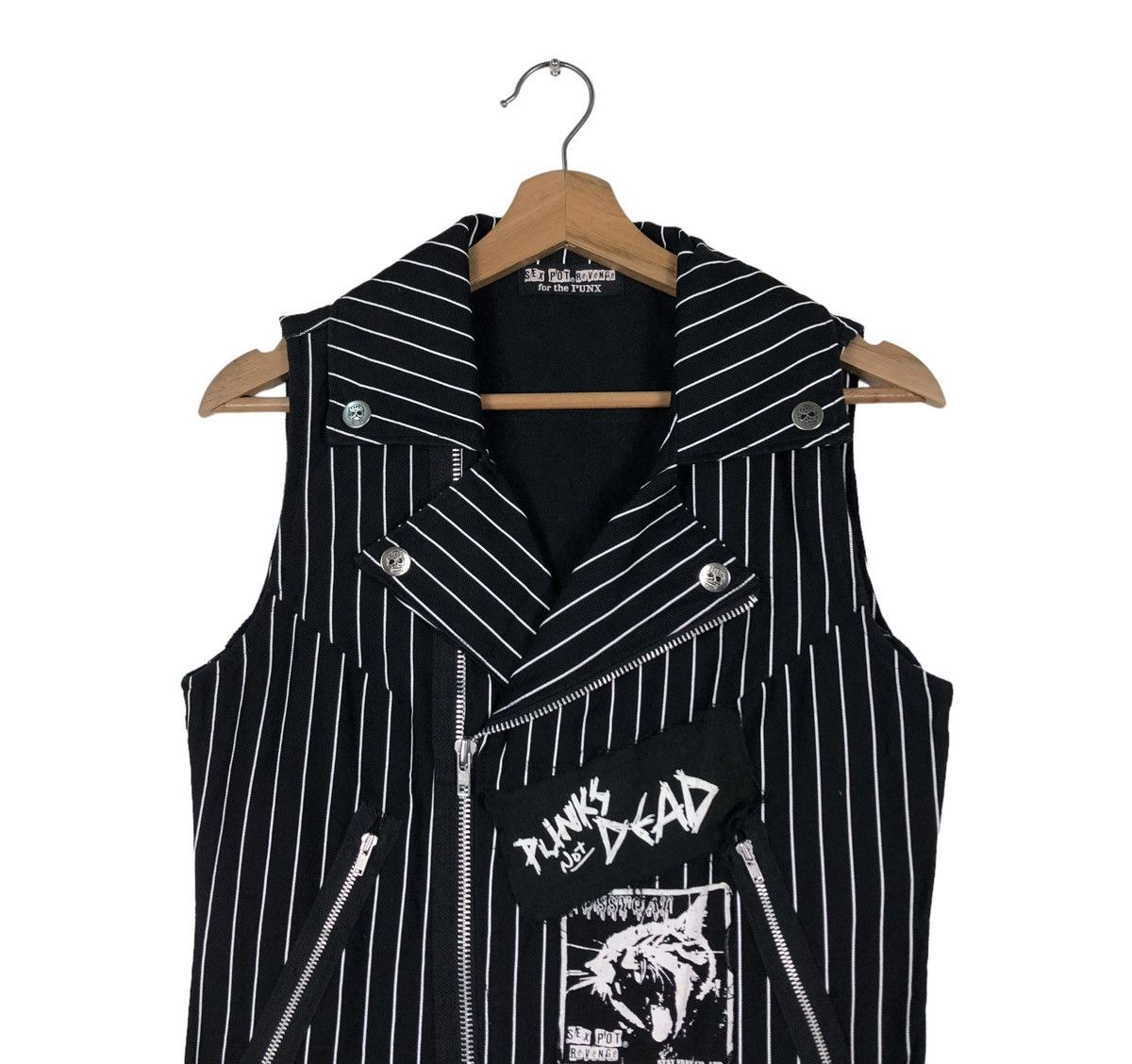 Japanese Brand BIKER TANKTOP SEX POT REVENGE FOR THE PUNK STRIPE PARACHUTE Size US M / EU 48-50 / 2 - 3 Thumbnail
