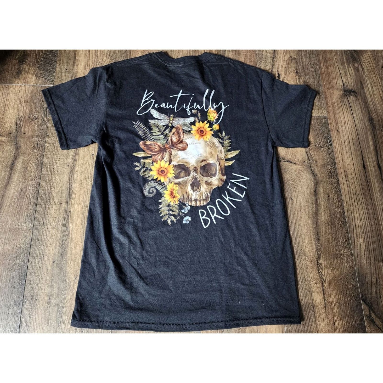 Gildan Mens M Gildan T-Shirt Black Short Sleeve Crew Neck Skull Double-Sided 100 Cotton Regular L M Size US M / EU 48-50 / 2 - 2 Thumbnail