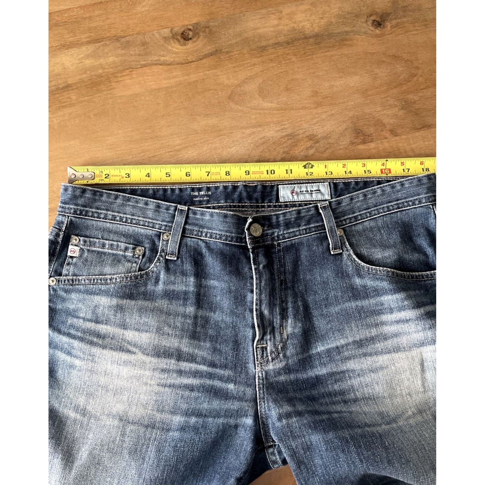 Vintage AG Adriano Goldschmied The Tellis Jeans Mens 36x26 Slim Straight Denim Blue 5-Pocket Smid Stretch Mens Size US 36 / EU 52 - 6 Thumbnail