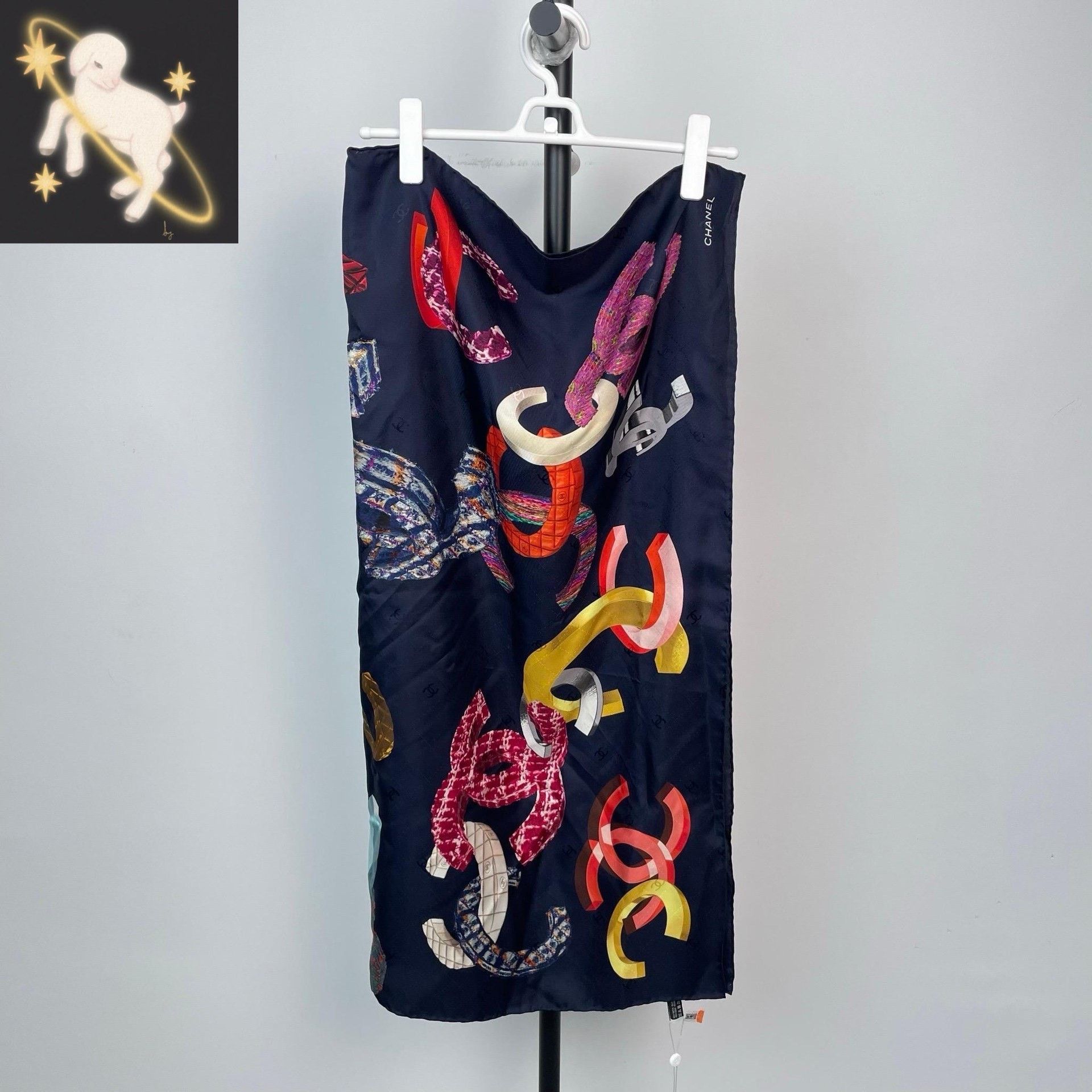 Chanel Chanel Retro Embroidered Multi Scarf S Men Size ONE SIZE - 1 Thumbnail