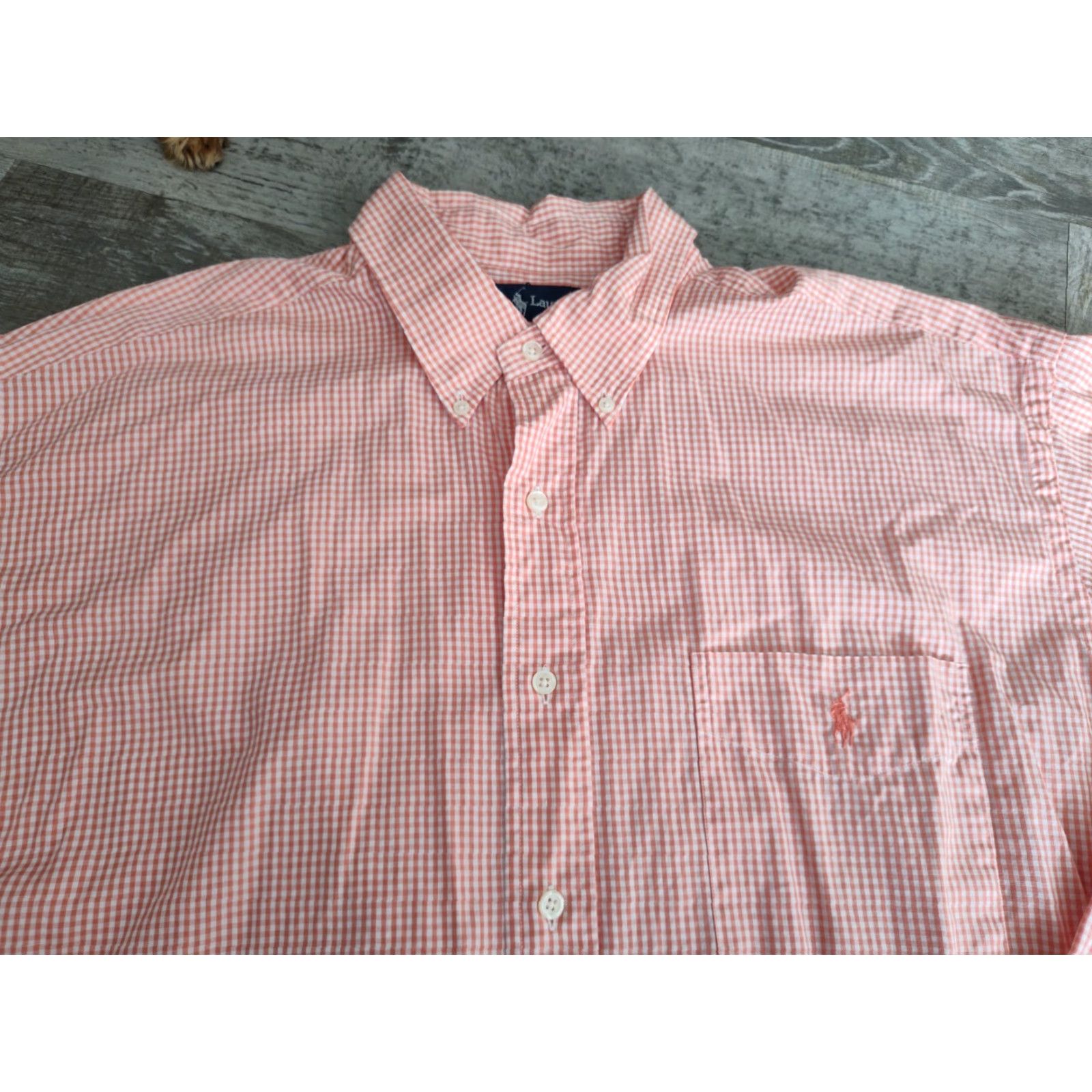 Polo Ralph Lauren VINTAGE Polo Ralph Lauren Button-Down Shirt Men XL Check Casual Dress Shirt Peach White Size US XL / EU 56 / 4 - 5 Thumbnail