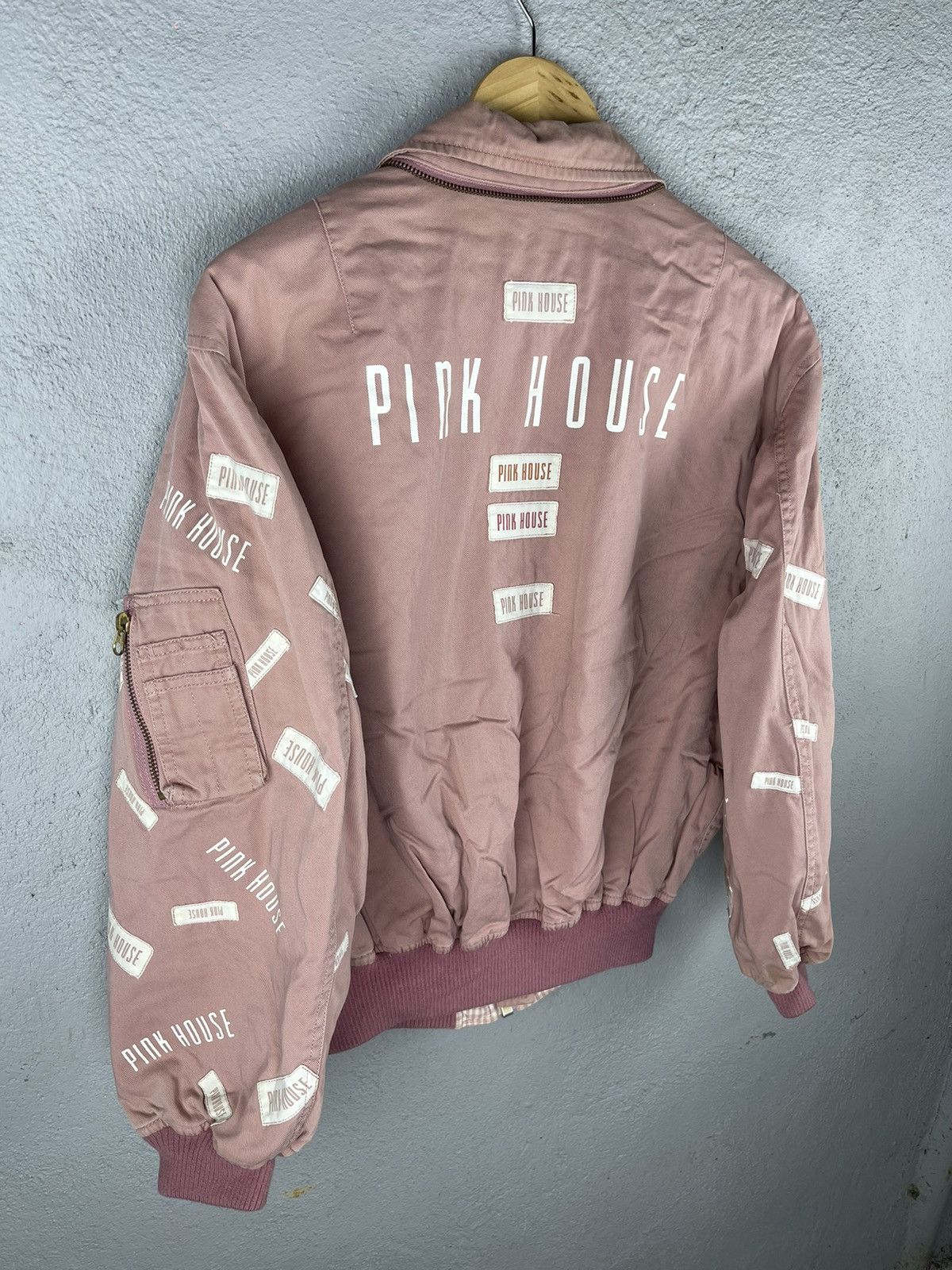Karl Helmut Vintage 90s Karl Helmut X Pink House Letterman Bomber Jacket Size US M / EU 48-50 / 2 - 3 Thumbnail