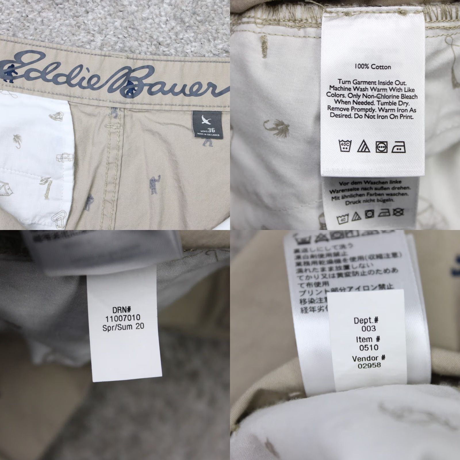 Eddie Bauer Eddie Bauer Chino Shorts Mens 36 Brown All Over Print Geometric AOP 9" Inseam Regular Fit 100% Cotton Size US 36 / EU 52 - 9 Thumbnail
