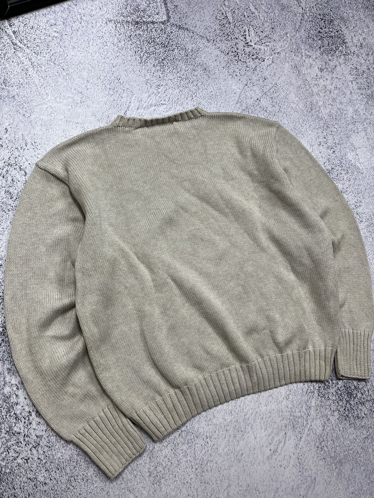 Polo Ralph Lauren × Ralph Lauren × Vintage Vintage 90’s Polo Ralph Lauren Beige Heavy Knit Sweater Hype Size US XL / EU 56 / 4 - 11 Thumbnail