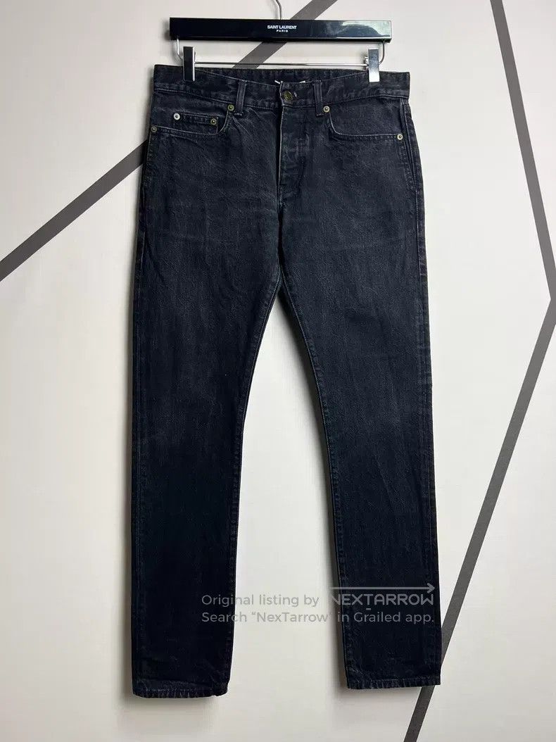 Saint Laurent Paris Saint Laurent Paris Smoke Black Water Ripple Slim Straight Size US 31 - 1 Thumbnail