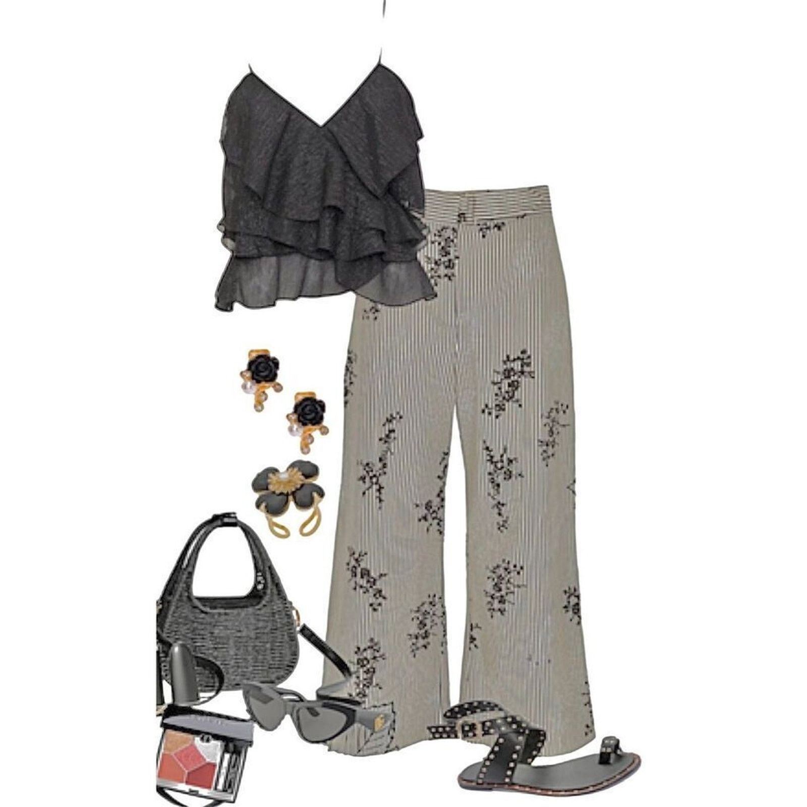 & Other Stories Rumored Tango Top Tiered Ruffles Shimmer Sheer MEDIUM Flirty Size M / US 6-8 / IT 42-44 - 3 Thumbnail