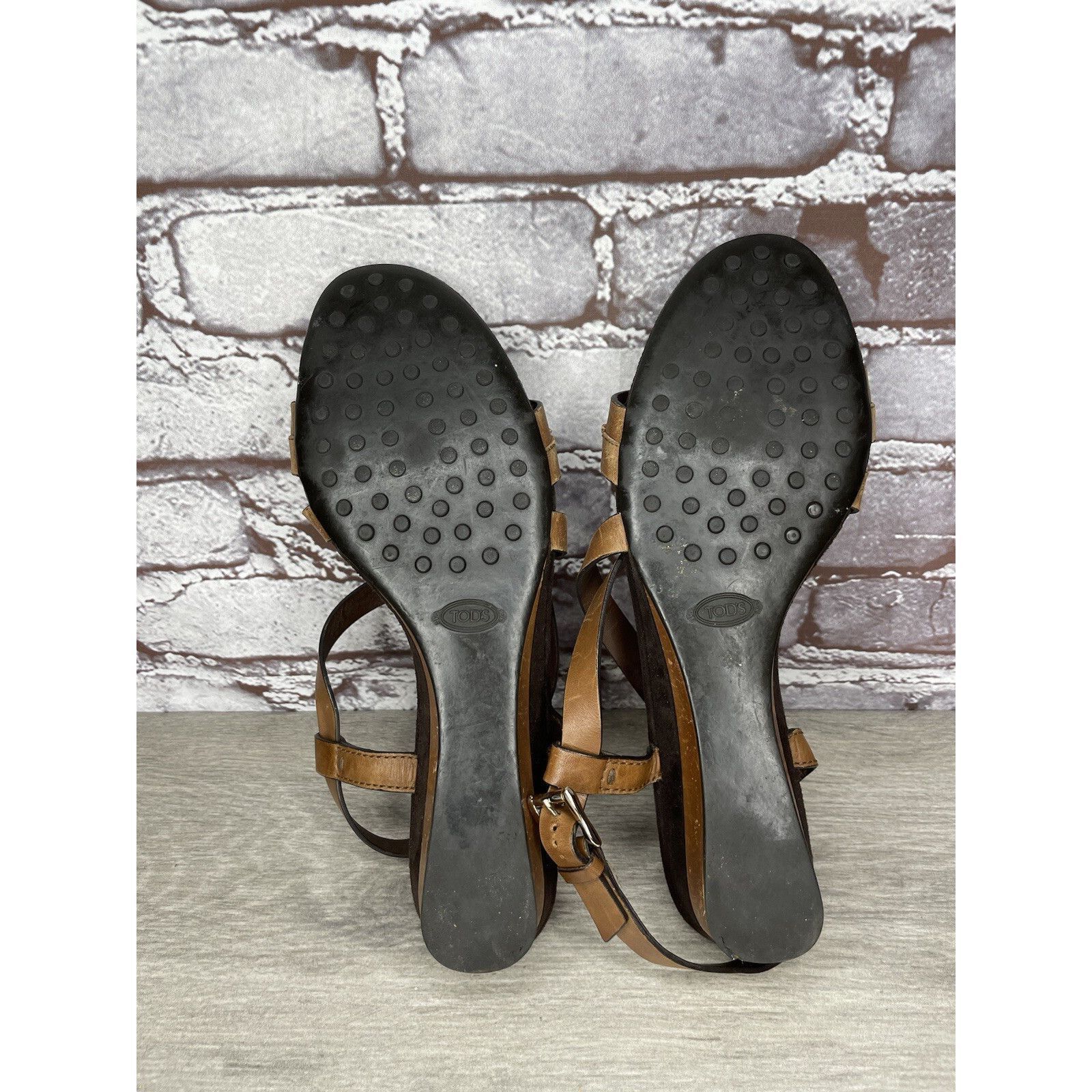 Tod's Tod's Brown Leather Wedge Strappy Ankle Strap Sandals Women Size US 9.5 / IT 39.5 - 6 Thumbnail