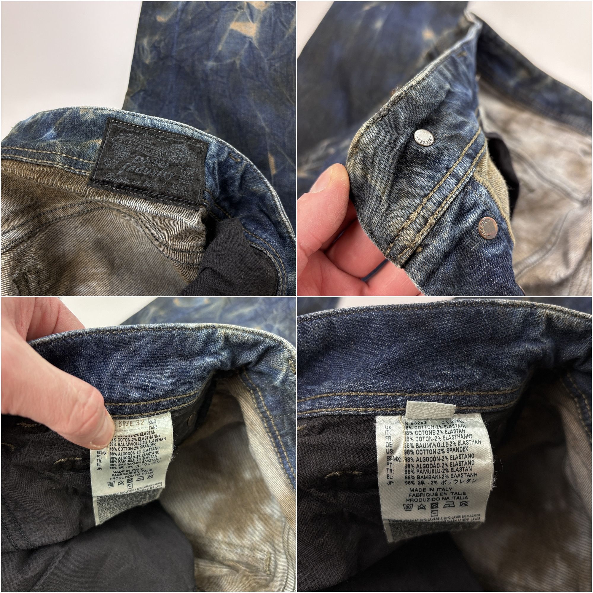 Diesel Mens Diesel Sleenker-d Marble Wash Deinm Jeans Blue Size 32 Size US 32 / EU 48 - 8 Thumbnail