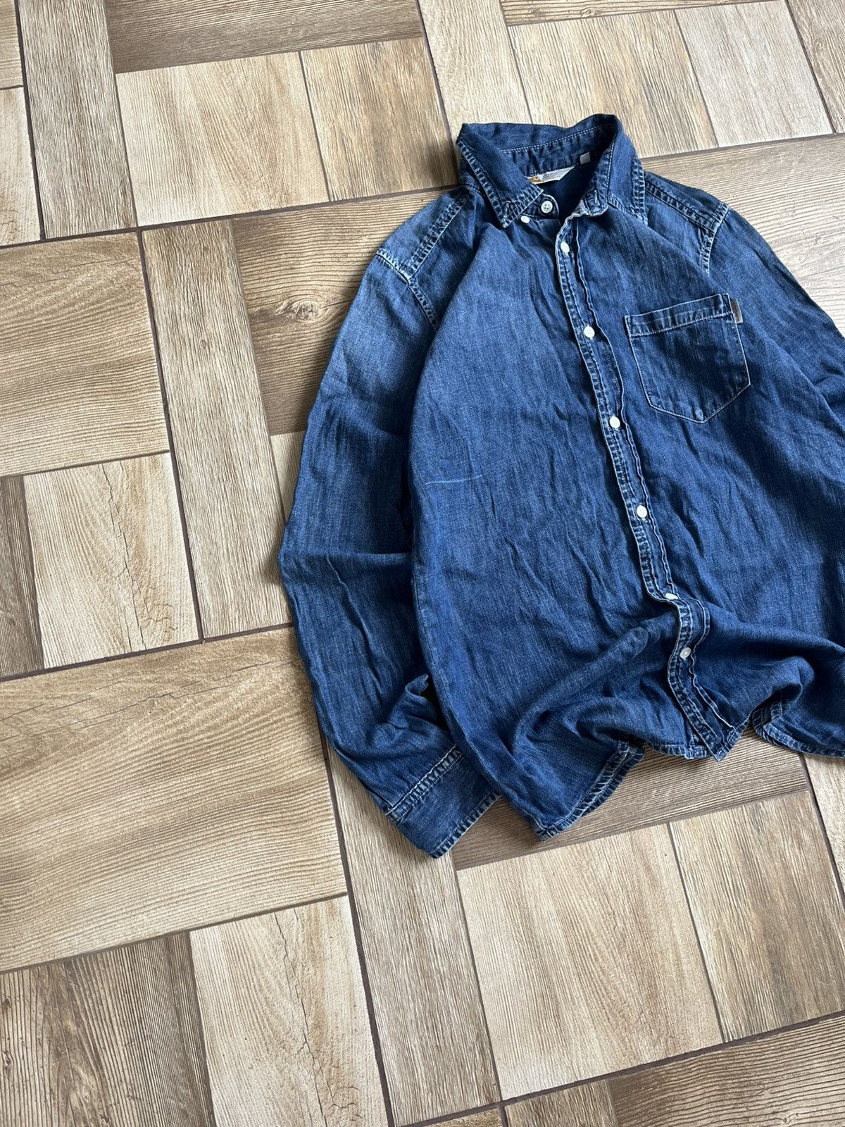 Carhartt 🔥 Carhartt Original Blue Denim / Chambray Workwear Shirt 🔥 Size US S / EU 44-46 / 1 - 3 Thumbnail
