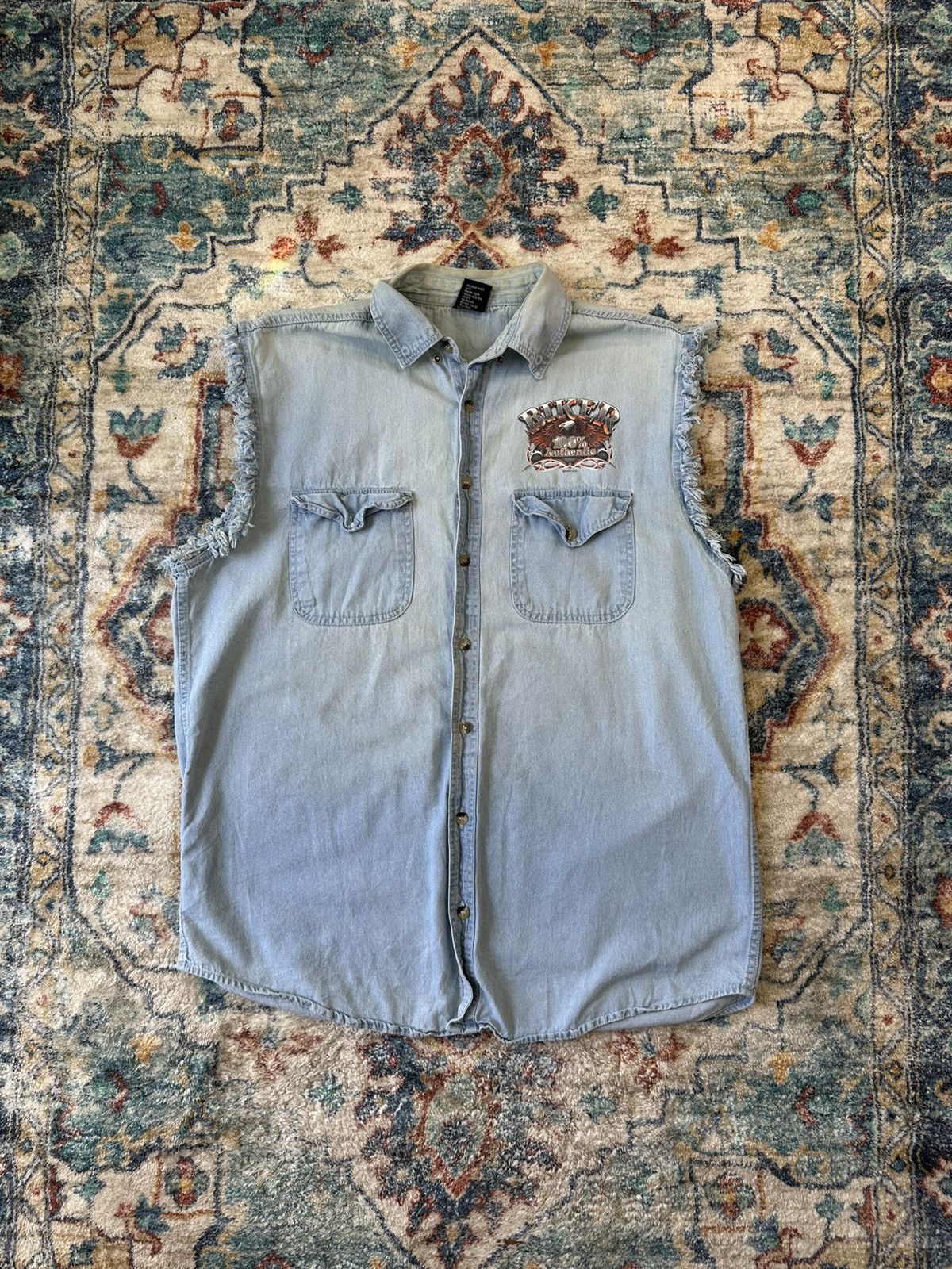 Vintage Vintage USA Denim Biker Vest Large Size US L / EU 52-54 / 3 - 1 Thumbnail