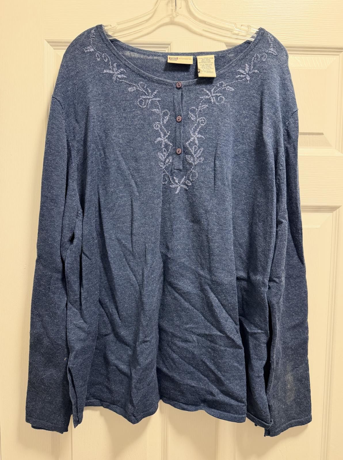 Faded Glory Vintage Faded Glory Ramie-Cotton Embroidered Blue Top Blouse Size M / US 6-8 / IT 42-44 - 2 Thumbnail