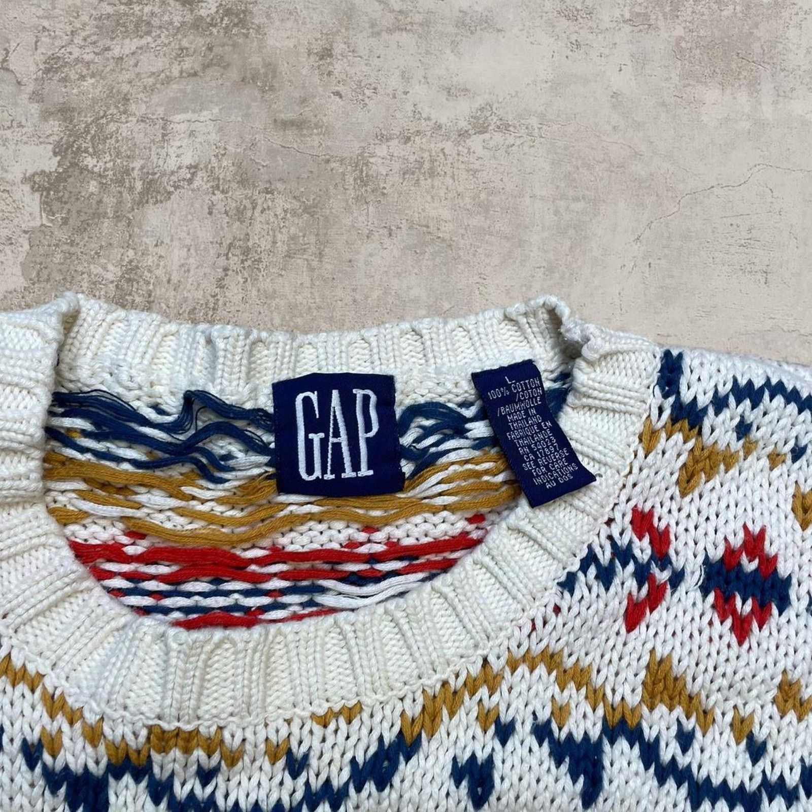 Gap 90s cotton Gap multicoloured knit sweater Size L Size US L / EU 52-54 / 3 - 2 Thumbnail