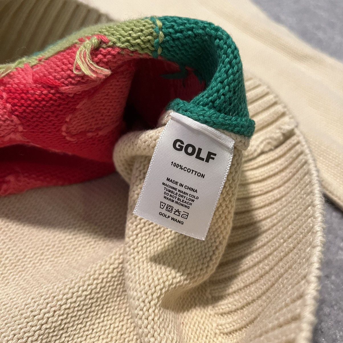 Golf Wang Golf Wang Raspberry Knit Sweater - Cream Size US XS / EU 42 / 0 - 6 Thumbnail