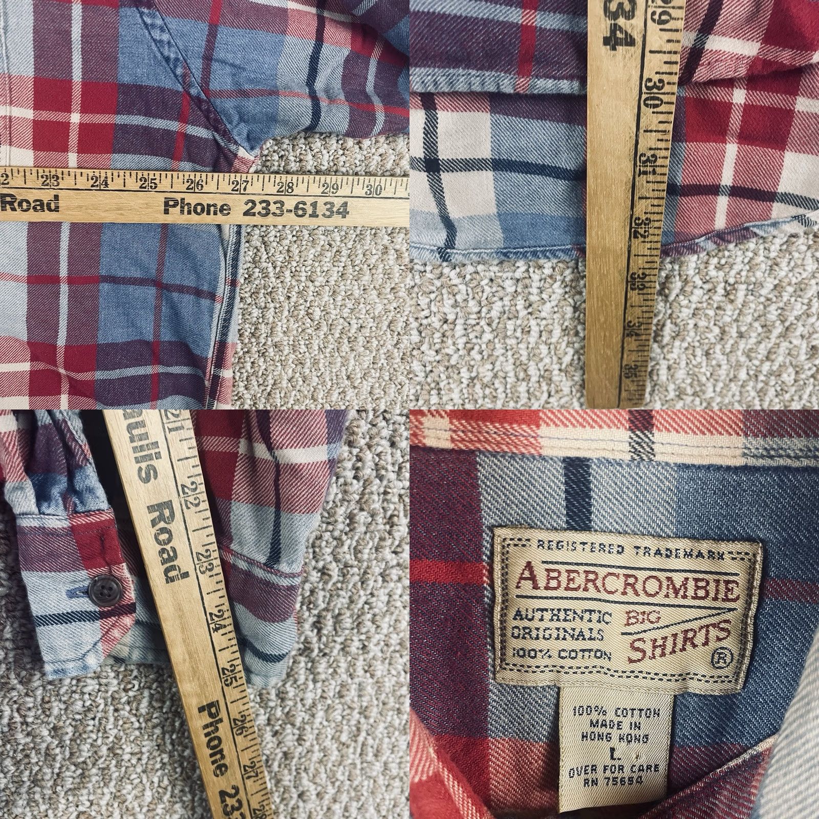 Abercrombie & Fitch VINTAGE Abercrombie & Fitch Shirt Mens L Vtg 90s Men Grunge Flannel Big Shirts Y2K T327 Size US L / EU 52-54 / 3 - 8 Thumbnail