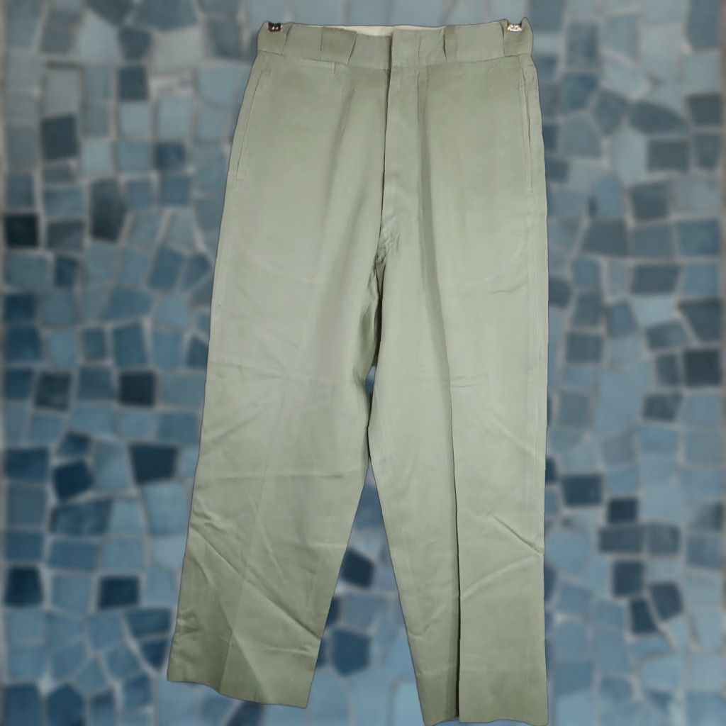 Vintage VINTAGE Gerber Uniforms Chino Pants 29x25 Regular Blue? 40s 50s USA Talon 42 Zipper Mens Workwear Distressed 5-Pocket Readable Measurements Size US 29 - 1 Thumbnail