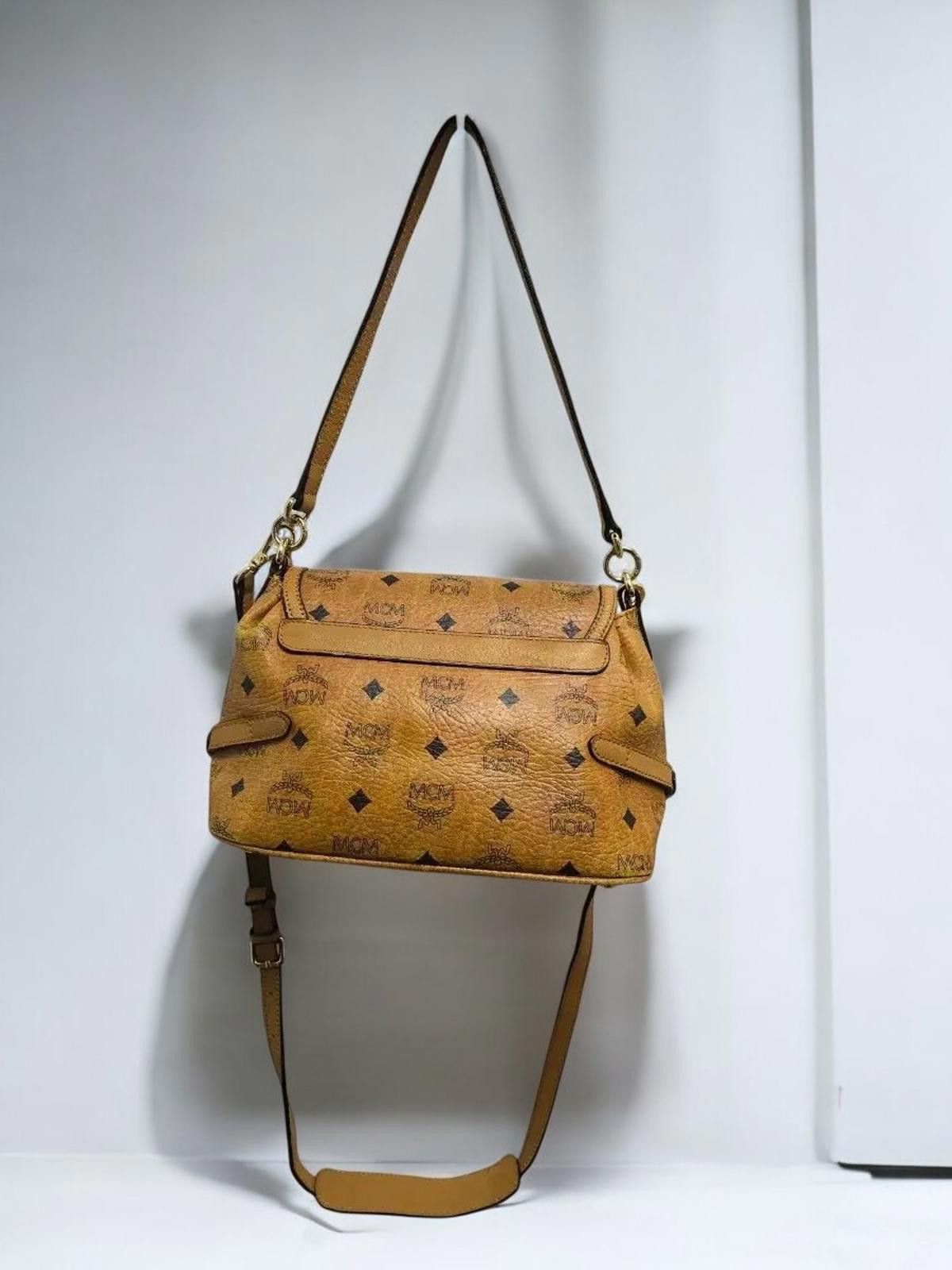 MCM MCM - Cognac Monogram Leather Shoulder Bag Size ONE SIZE - 2 Thumbnail