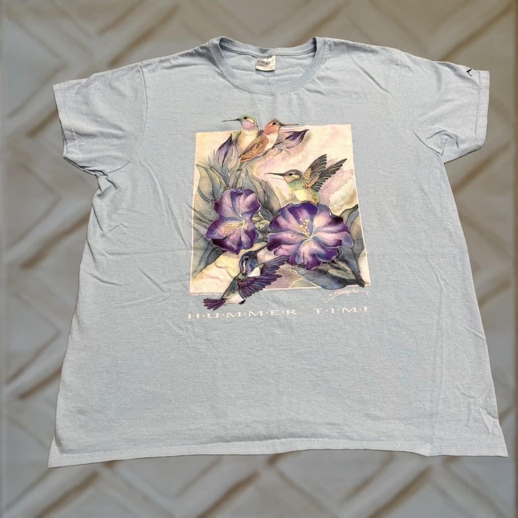 Gildan Gildan T-Shirt Womens Blue Crew Neck Short Sleeve Large Regular Fit Graphic Print Vintage: No, Basic, Casual Comfort Top Size L / US 10 / IT 46 - 1 Thumbnail