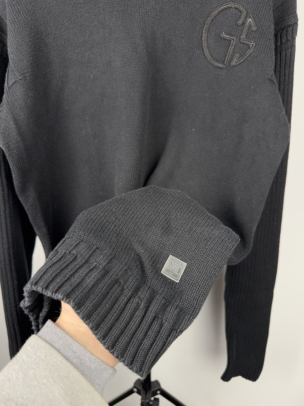 G-Star Avant Garde 00s G-Star RAW Black Knit Sweater Embossed Logo Size US XL / EU 56 / 4 - 5 Thumbnail