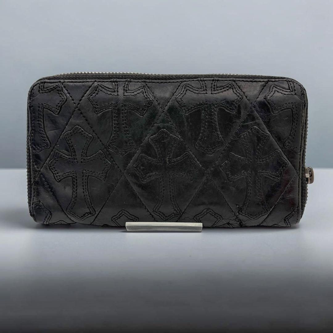 CHROME HEARTS Quilted Cemetery REC F ZIP Round Zipper Wallet