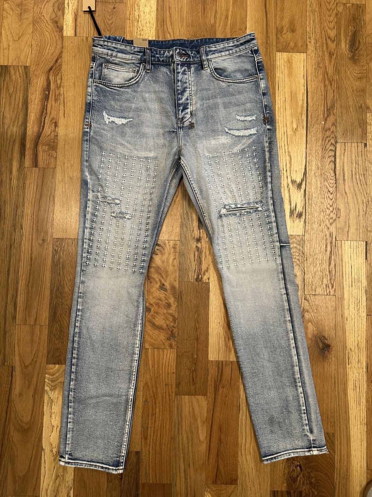 Ksubi Knee Crosses Blue Denim Jeans Size 34