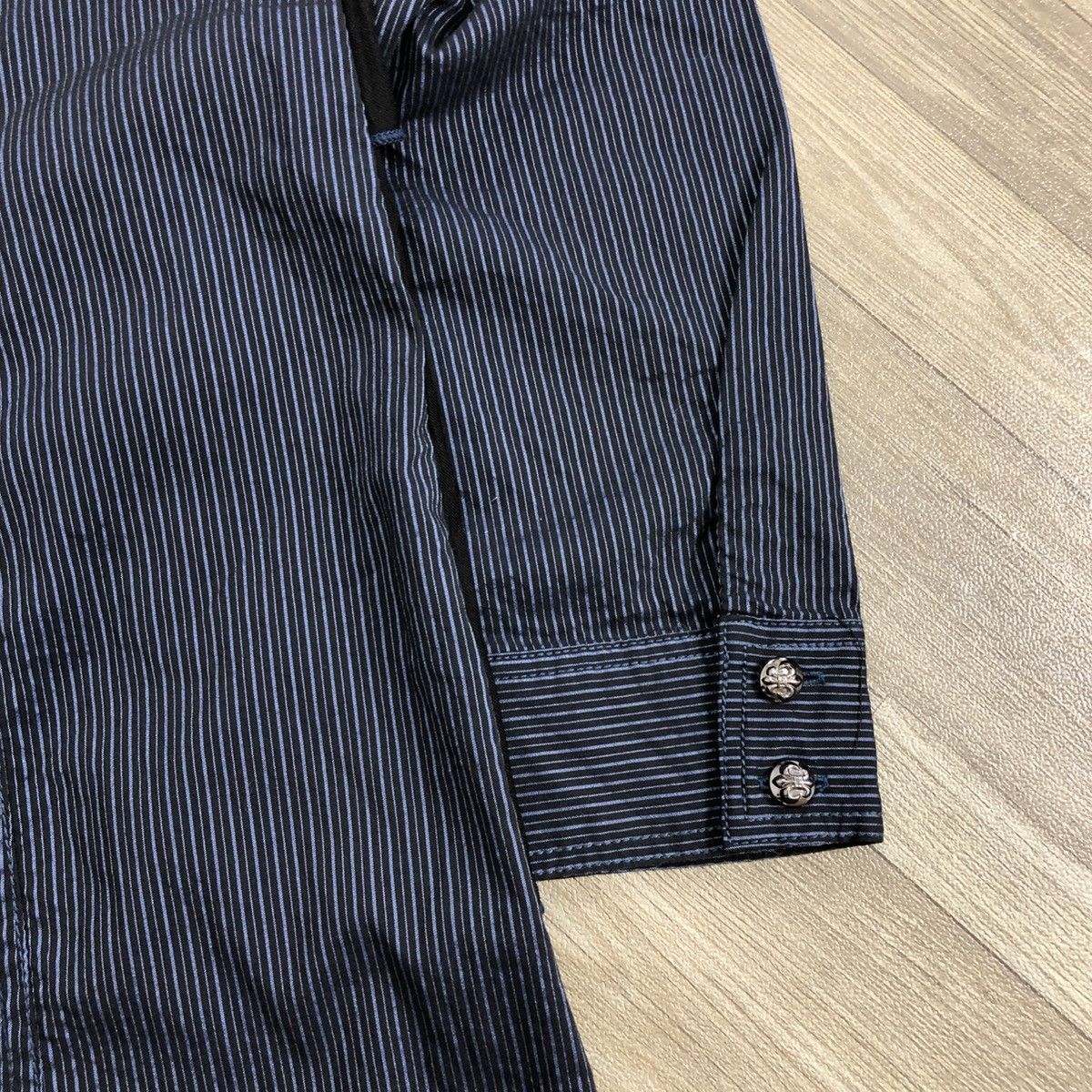 If Six Was Nine × Japanese Brand × Le Grande Bleu (L.G.B.) 2000s Algonquins Bondage Punk LGB GOA Striped Button Up Size US M / EU 48-50 / 2 - 16 Thumbnail