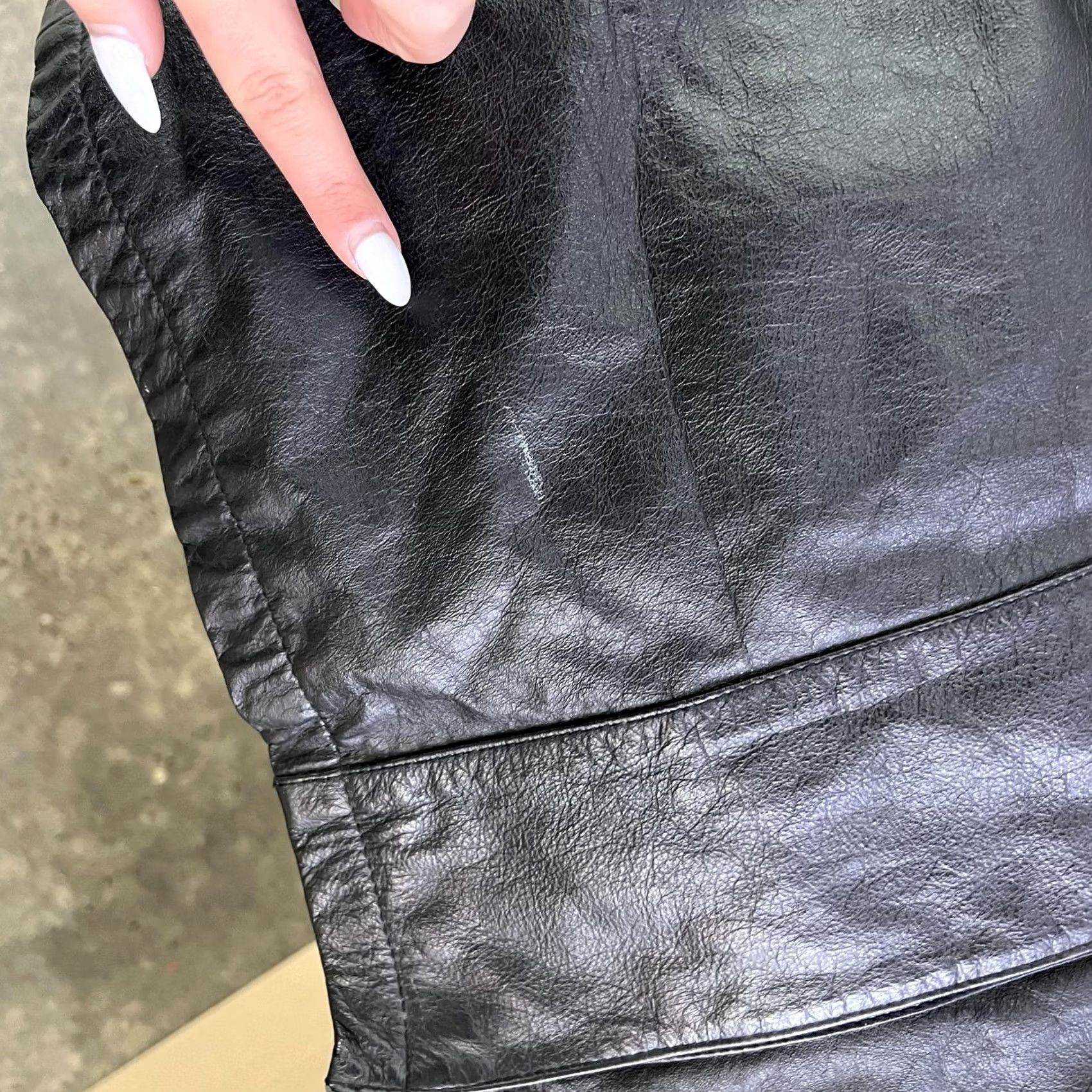 Vintage Brandon Thomas Coat Womens S Black Leather Button Front Mid-Length Overcoat Size S / US 4 / IT 40 - 5 Thumbnail