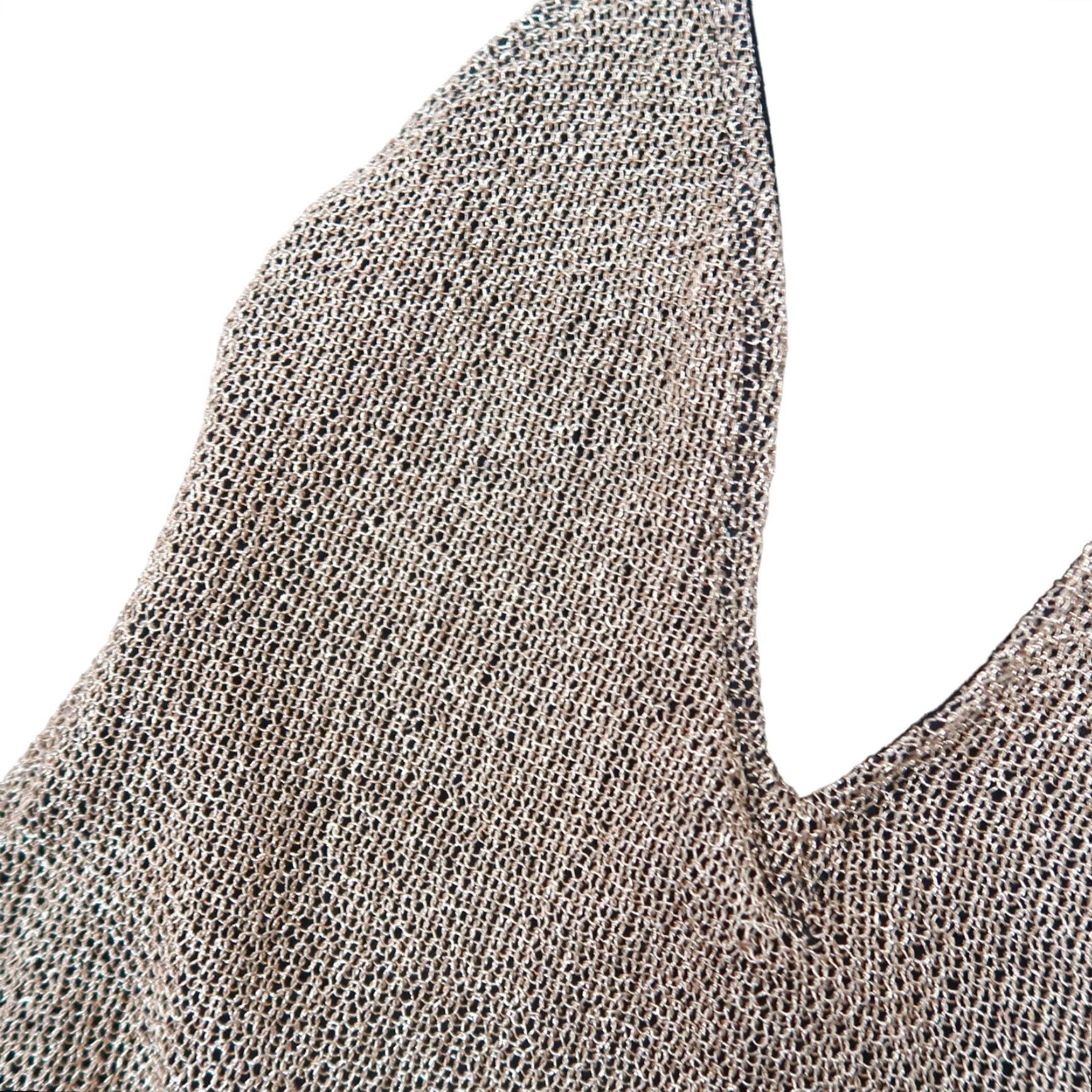 Asos VINTAGE ASOS Design Rose Gold Chain Mail Effect Plunge and High Leg One Piece Swimsuit 2 Women Gold One Piece Plunge High Leg Bathing Suit 90s Womens Size ONE SIZE - 4 Thumbnail