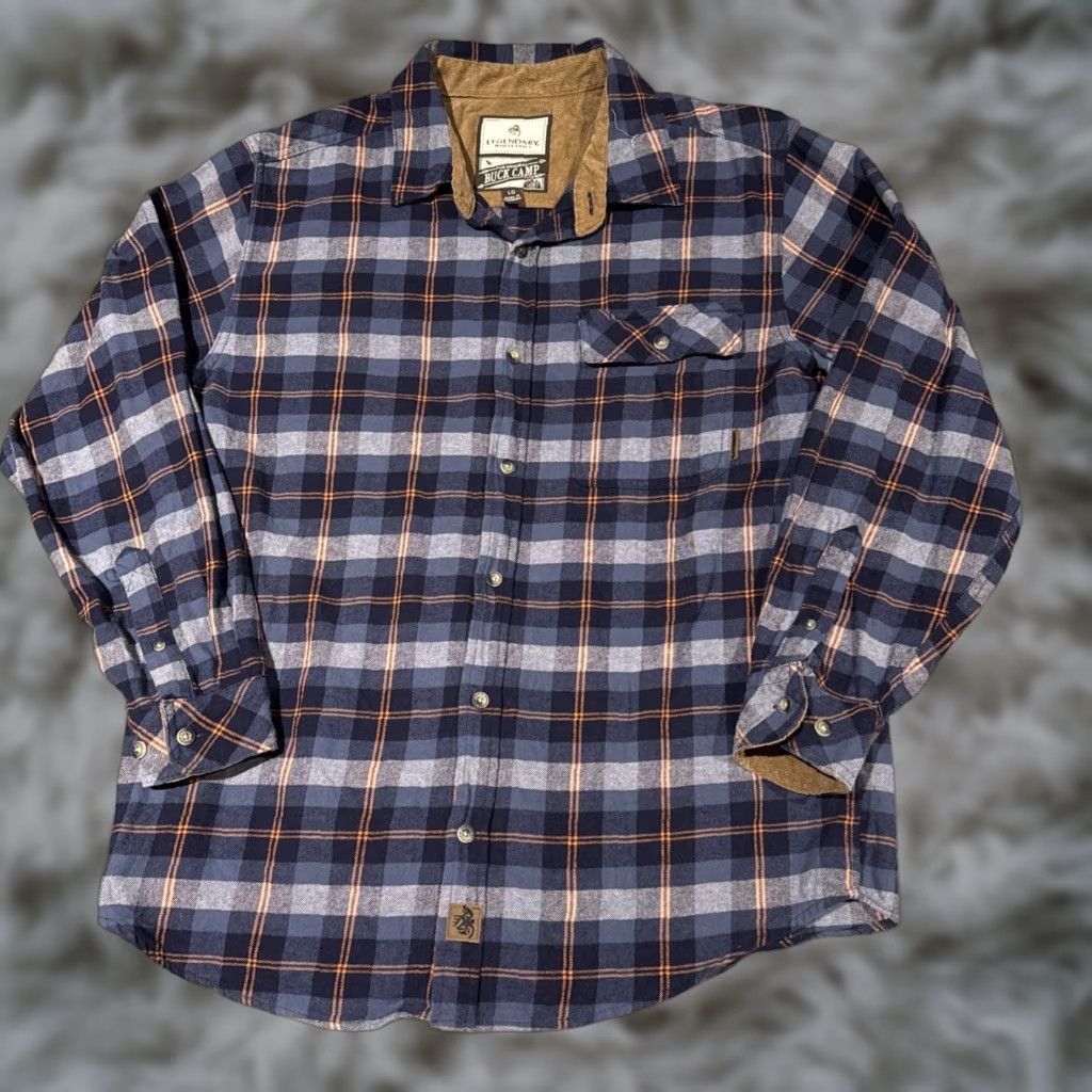 Vintage Legendary Whitetails Buck Camp Shirt Mens Large Blue Plaid Flannel Outdoor Size US L / EU 52-54 / 3 - 1 Thumbnail