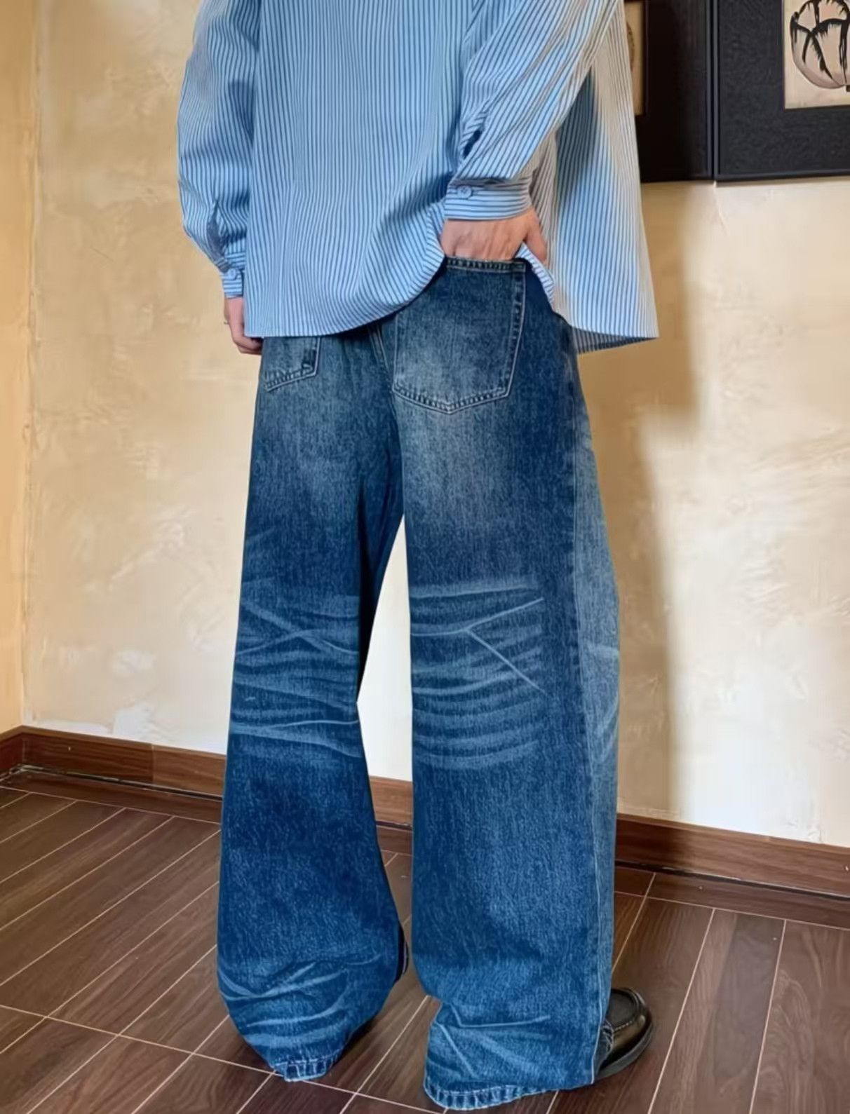 Vintage Blue Vintage Distressed Straight-Leg Casual Jeans Size US 32 / EU 48 - 4 Thumbnail